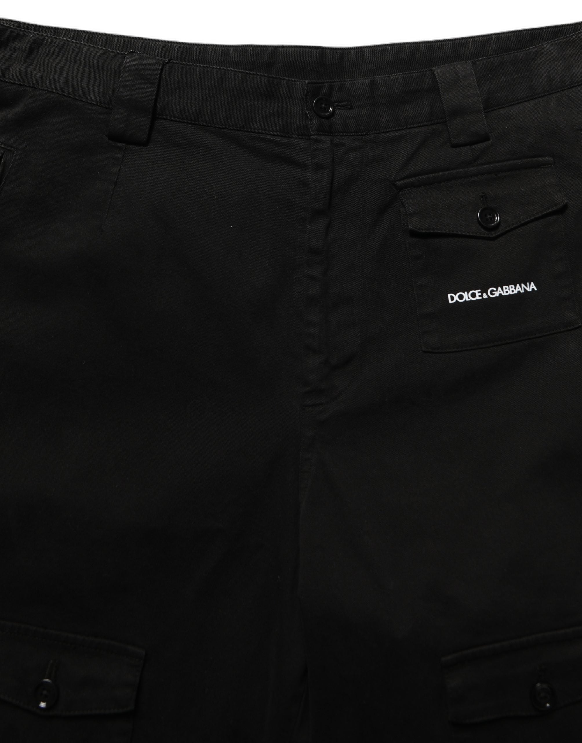 Dolce & Gabbana Schwarze Cargoshorts aus Baumwolle mit mittlerer Taille für Herren
