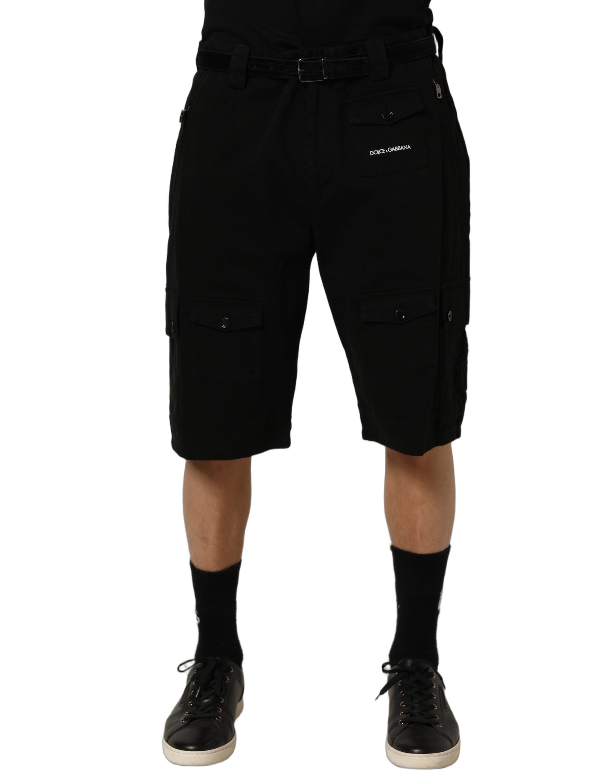 Dolce & Gabbana Schwarze Cargoshorts aus Baumwolle mit mittlerer Taille für Herren