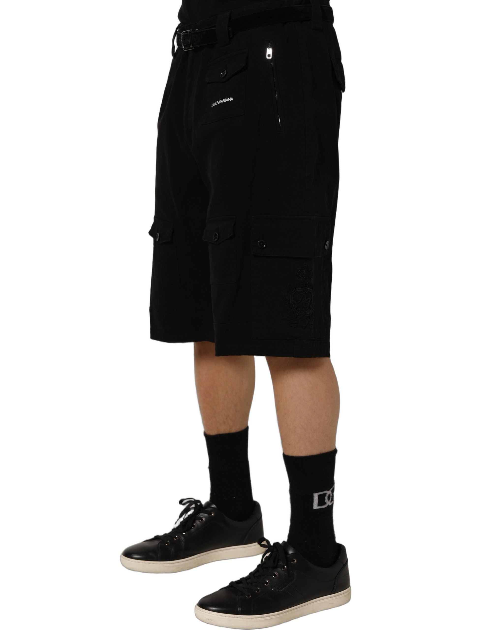 Dolce & Gabbana Schwarze Cargoshorts aus Baumwolle mit mittlerer Taille für Herren
