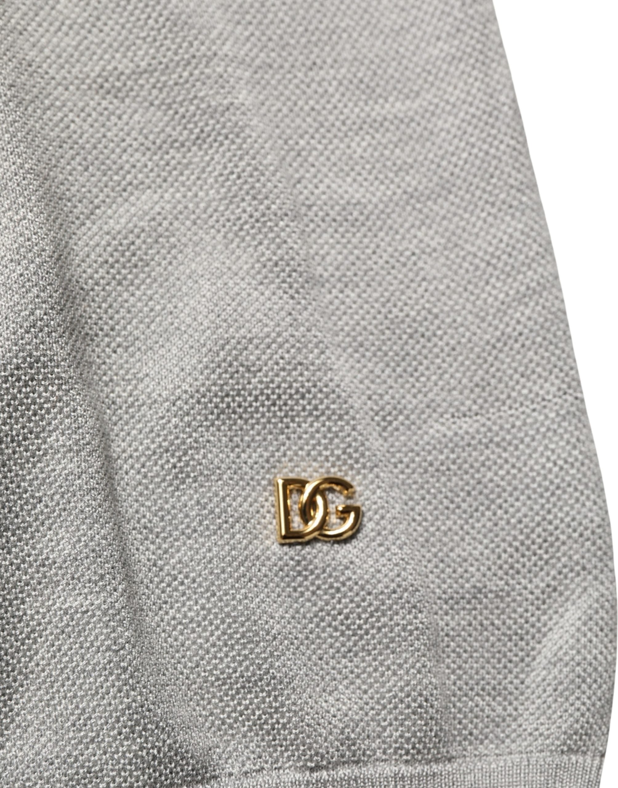Dolce & Gabbana Graues Seiden-T-Shirt mit Rundhalsausschnitt und kurzen Ärmeln