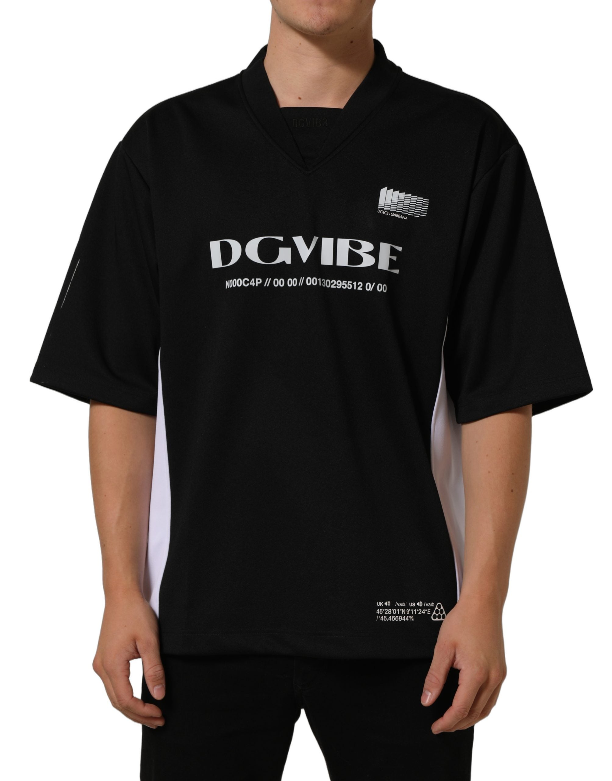 Dolce & Gabbana Schwarzes Oversized Jersey-T-Shirt DGVIB3 aus Polyester