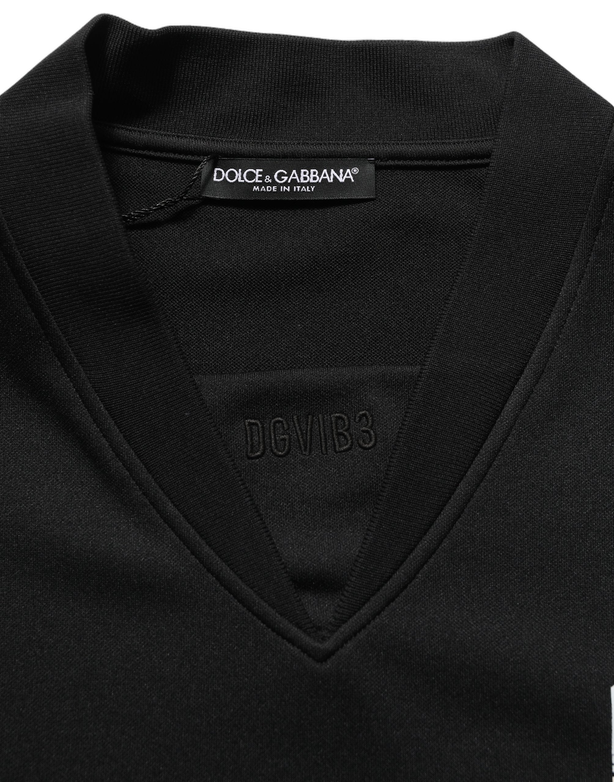 Dolce & Gabbana Schwarzes Oversized Jersey-T-Shirt DGVIB3 aus Polyester