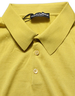 Dolce & Gabbana Gelbes Kaschmir-Poloshirt mit kurzen Ärmeln