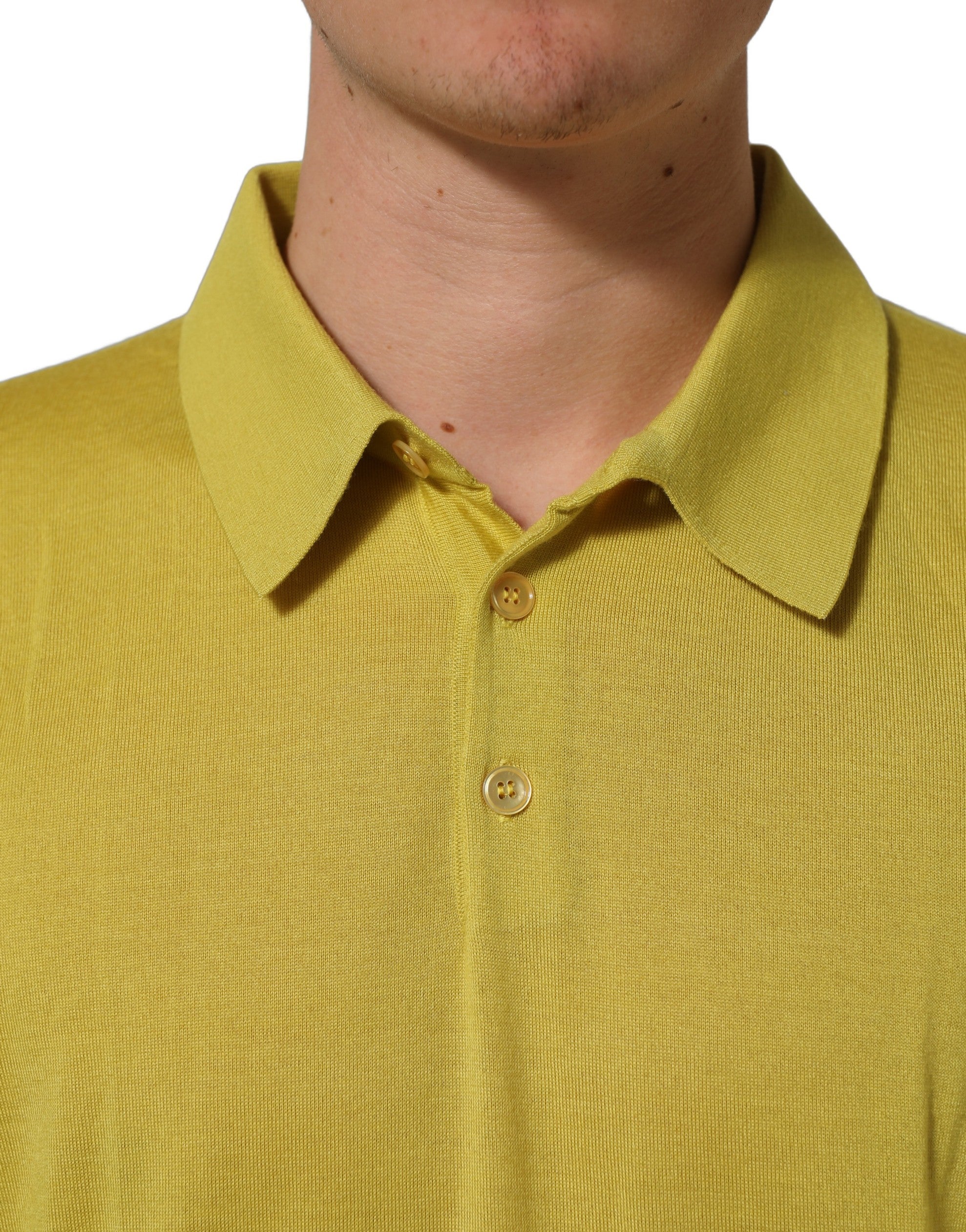 Dolce & Gabbana Gelbes Kaschmir-Poloshirt mit kurzen Ärmeln