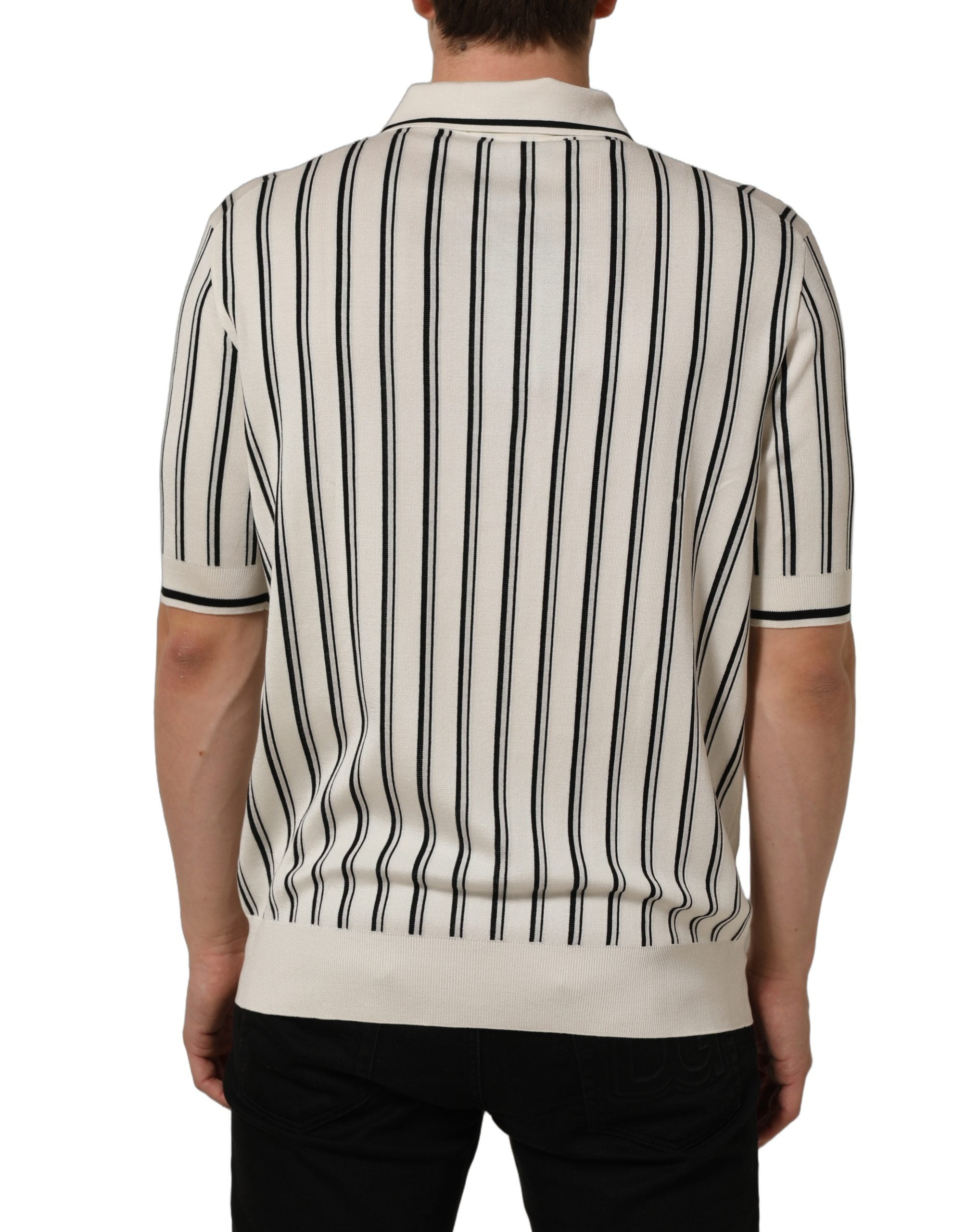 Dolce & Gabbana Polo-Shirt mit Kragen und schwarz-weißen Streifen