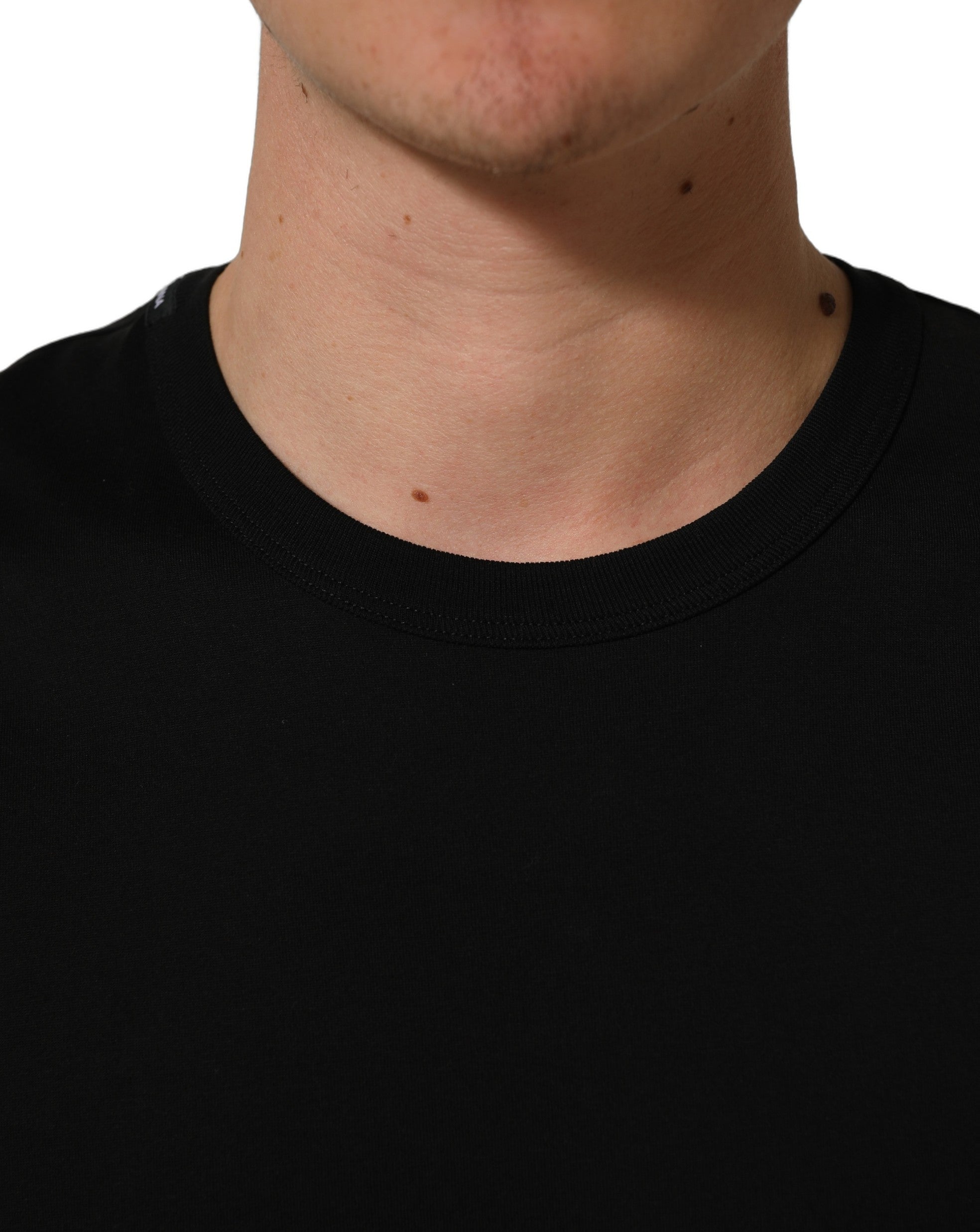 Dolce & Gabbana Schwarzes Baumwoll-T-Shirt mit Rundhalsausschnitt und kurzen Ärmeln