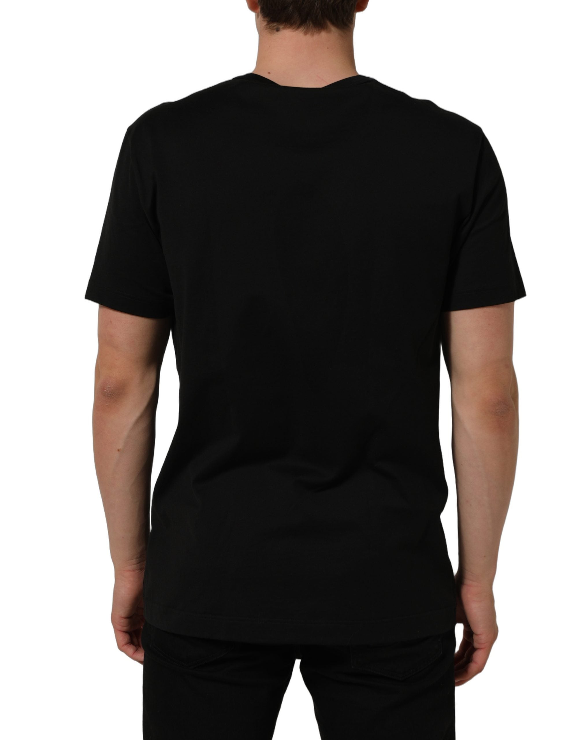 Dolce & Gabbana Schwarzes Baumwoll-T-Shirt mit Rundhalsausschnitt und kurzen Ärmeln