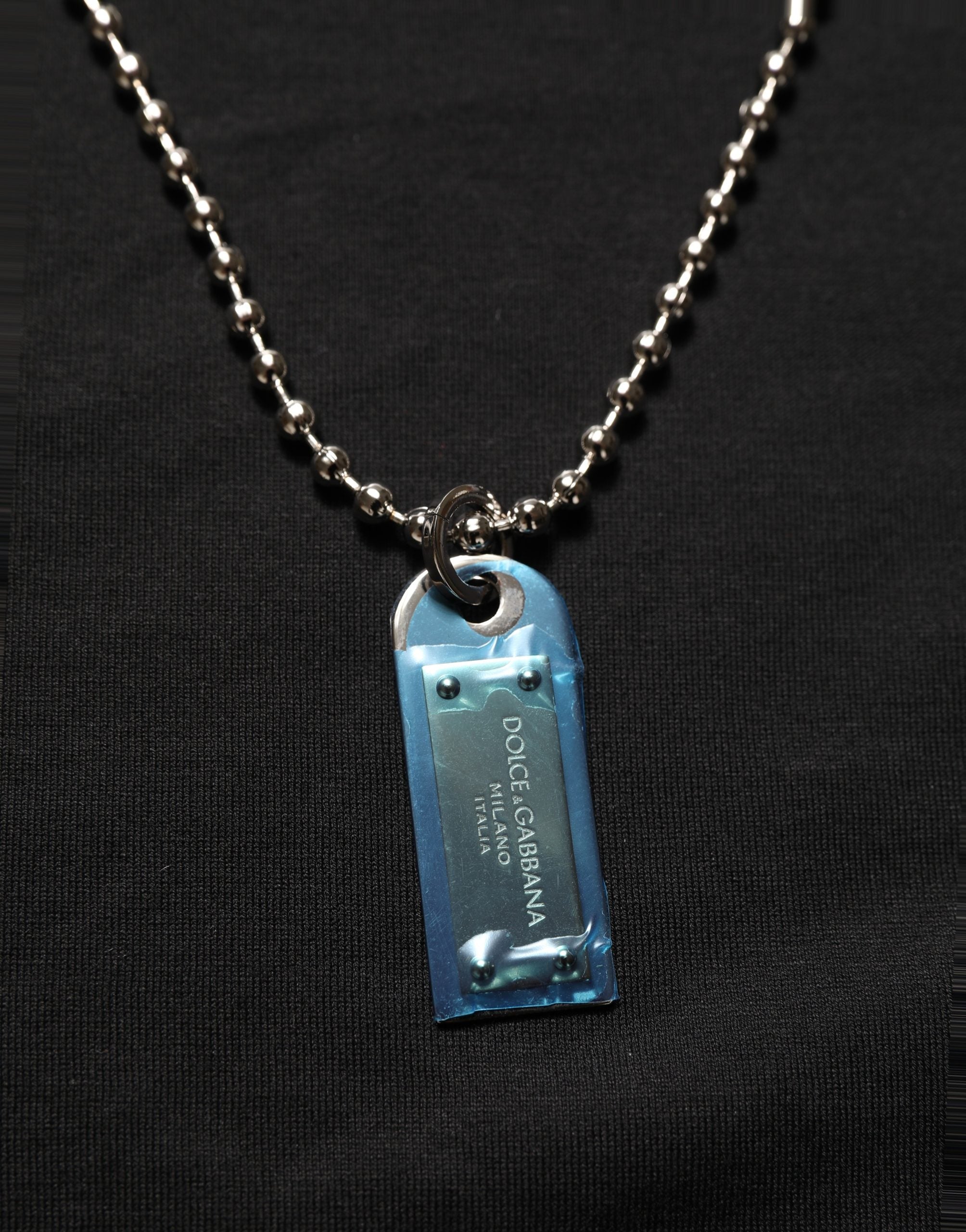 Dolce & Gabbana Schwarzes Dog Tag T-Shirt mit kurzem Arm und Rundhalsausschnitt