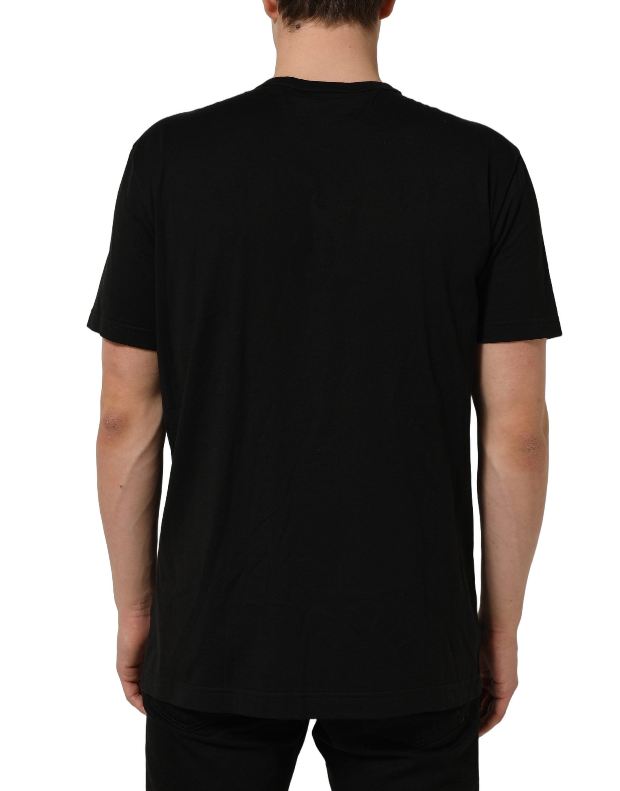 Dolce & Gabbana Schwarzes Dog Tag T-Shirt mit kurzem Arm und Rundhalsausschnitt