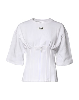 Dolce & Gabbana Weiße Korsett-Bluse aus Baumwollmischung