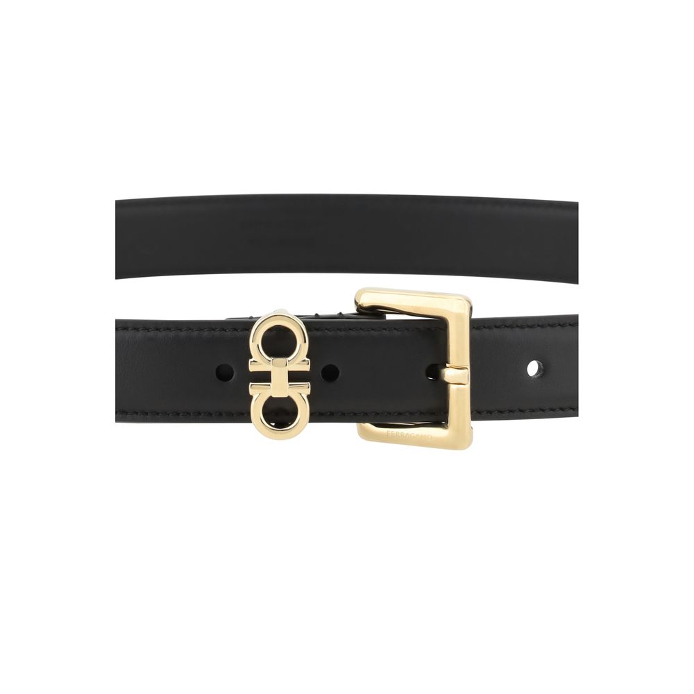Ferragamo Schwarzer Kalbsleder Bos Taurus Regular Gürtel