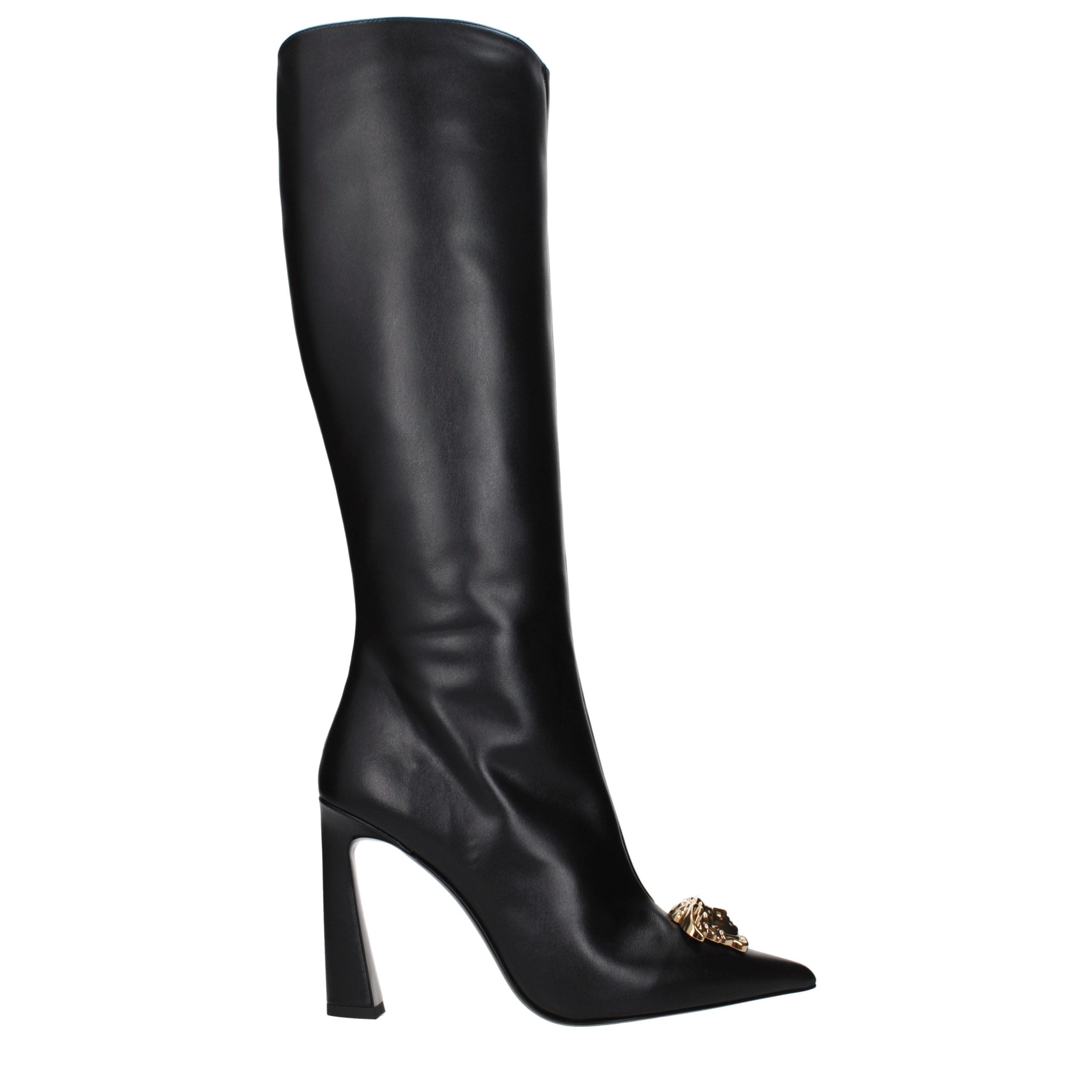 Versace Schwarze Lederstiefel