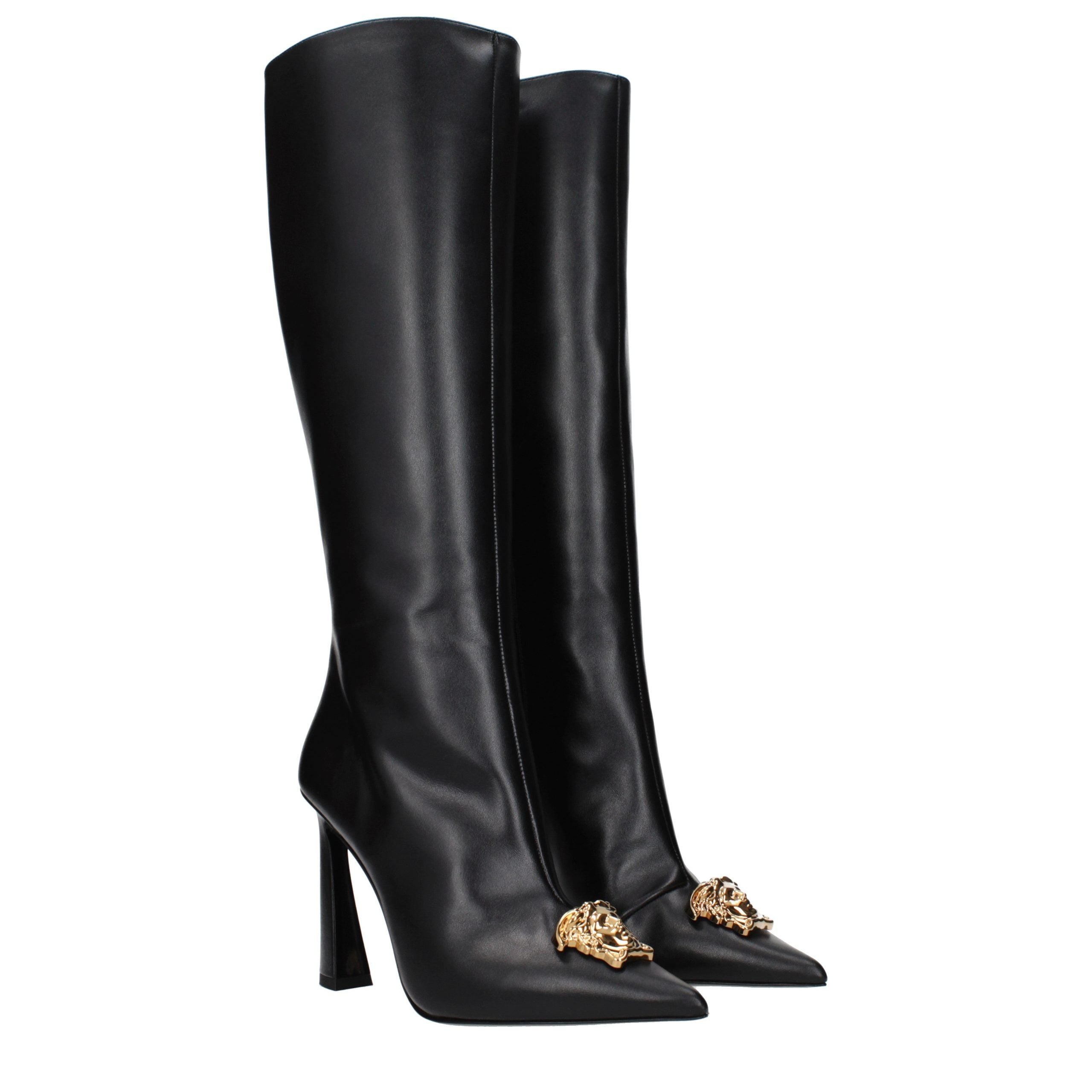Versace Schwarze Lederstiefel