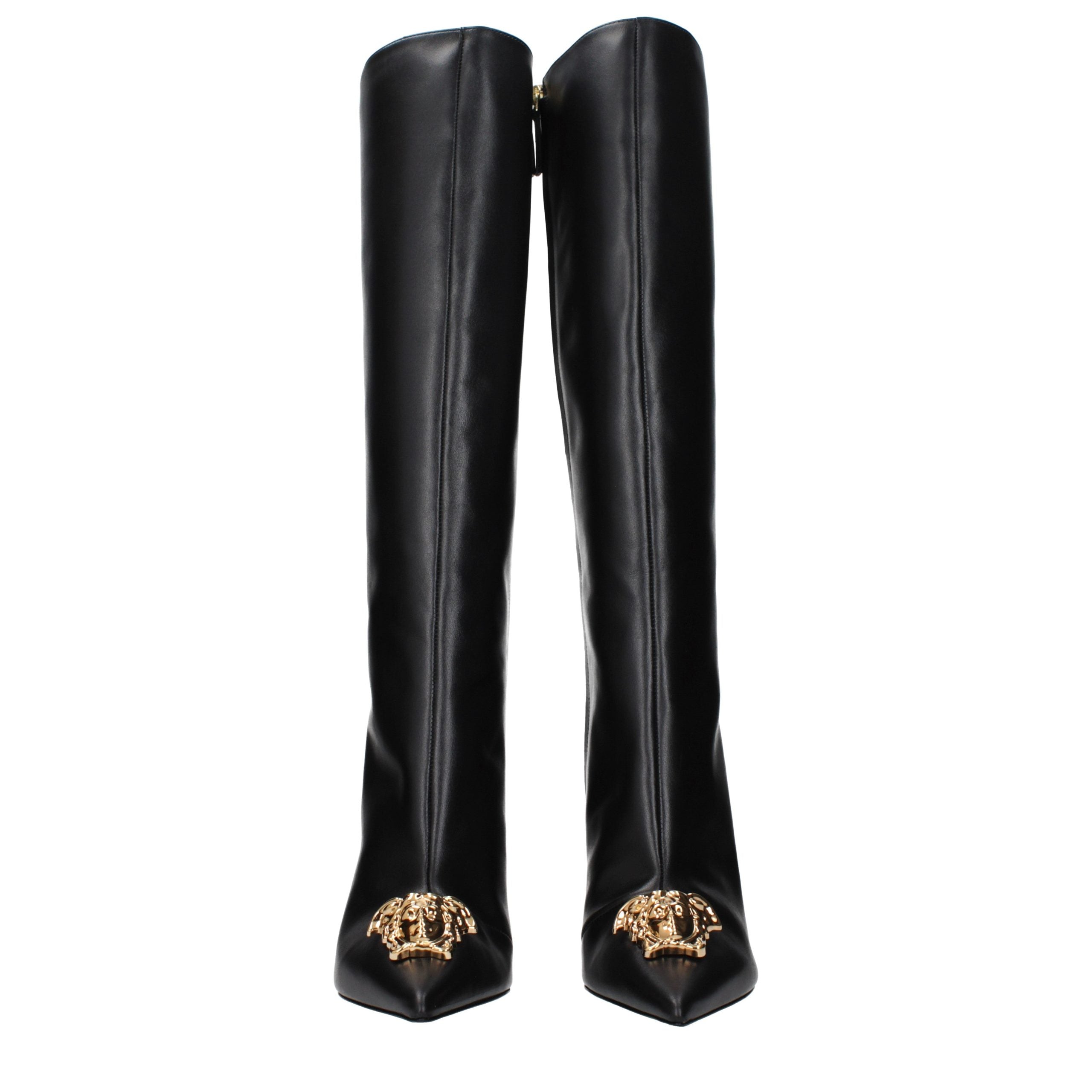 Versace Schwarze Lederstiefel