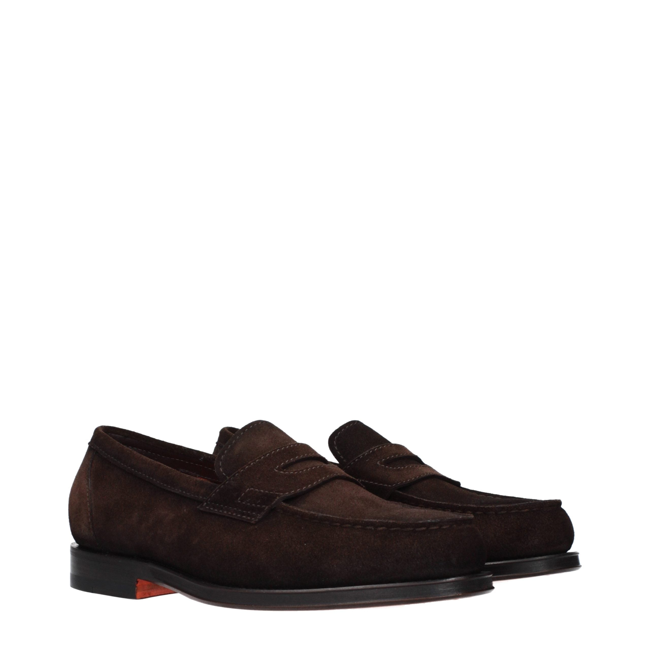 Santoni Braune Loafer aus Leder zum Hineinschlüpfen