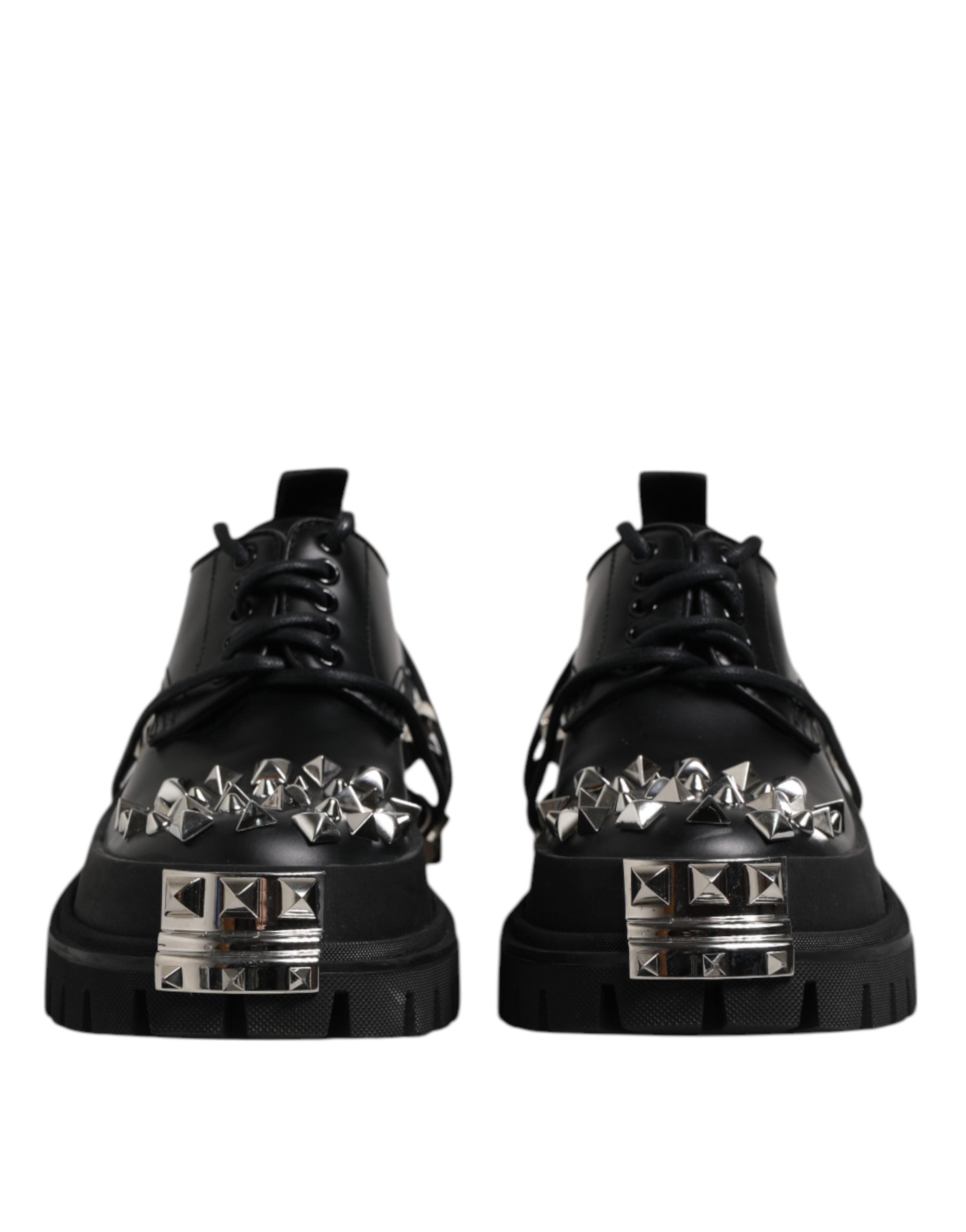 Dolce & Gabbana Schwarze Derby Hi-Trekking Schuhe aus Leder mit Nieten für Herren