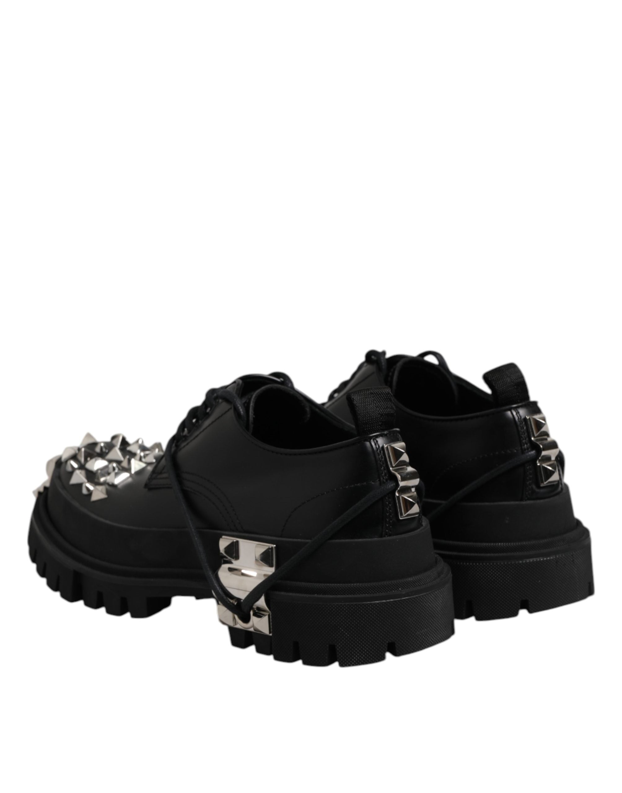 Dolce & Gabbana Schwarze Derby Hi-Trekking Schuhe aus Leder mit Nieten für Herren