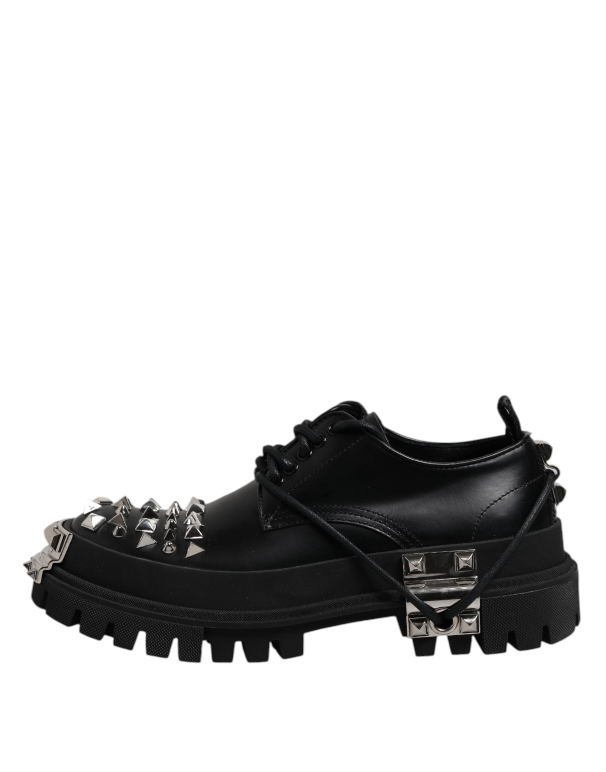 Dolce & Gabbana Schwarze Derby Hi-Trekking Schuhe aus Leder mit Nieten für Herren