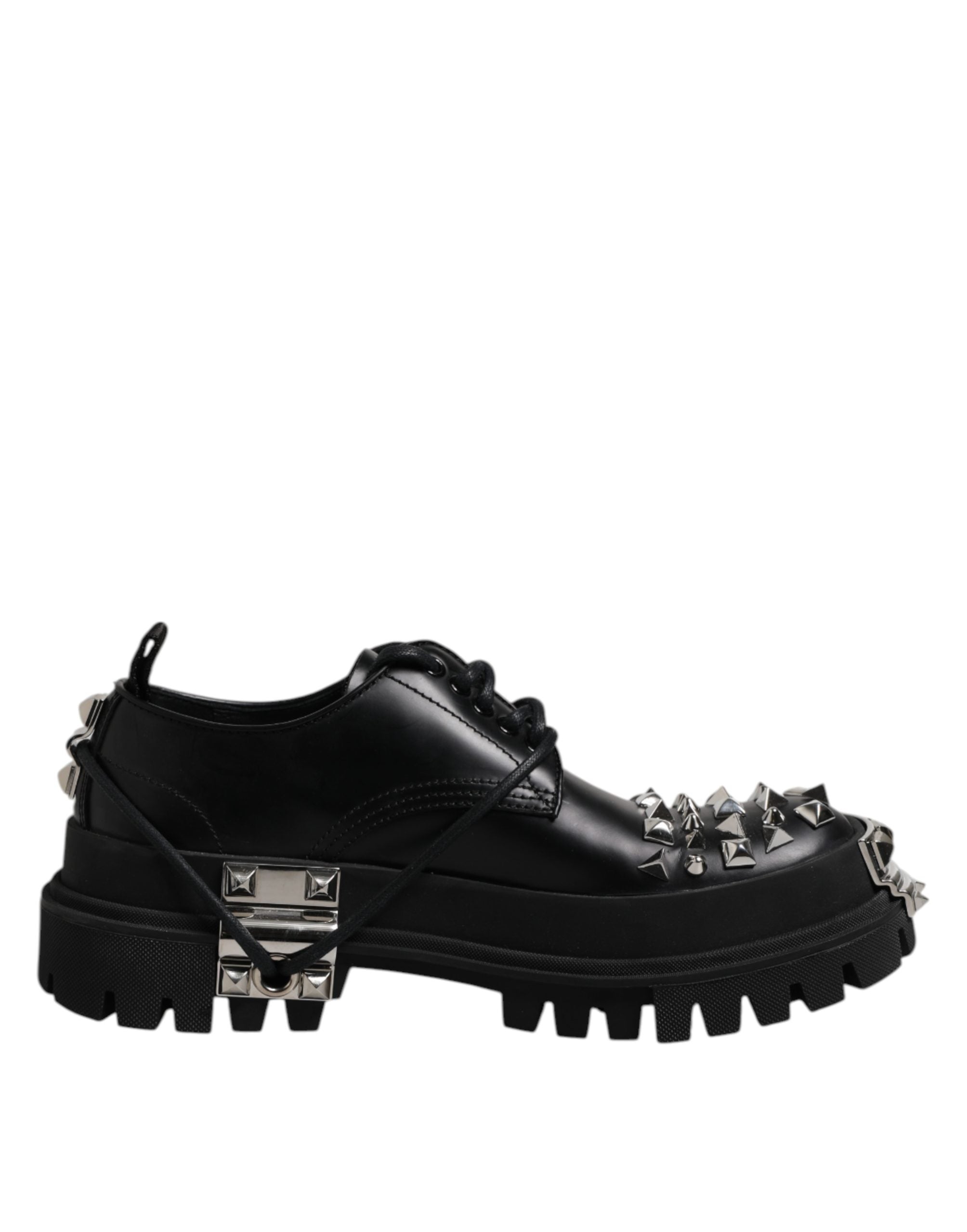 Dolce & Gabbana Schwarze Derby Hi-Trekking Schuhe aus Leder mit Nieten für Herren