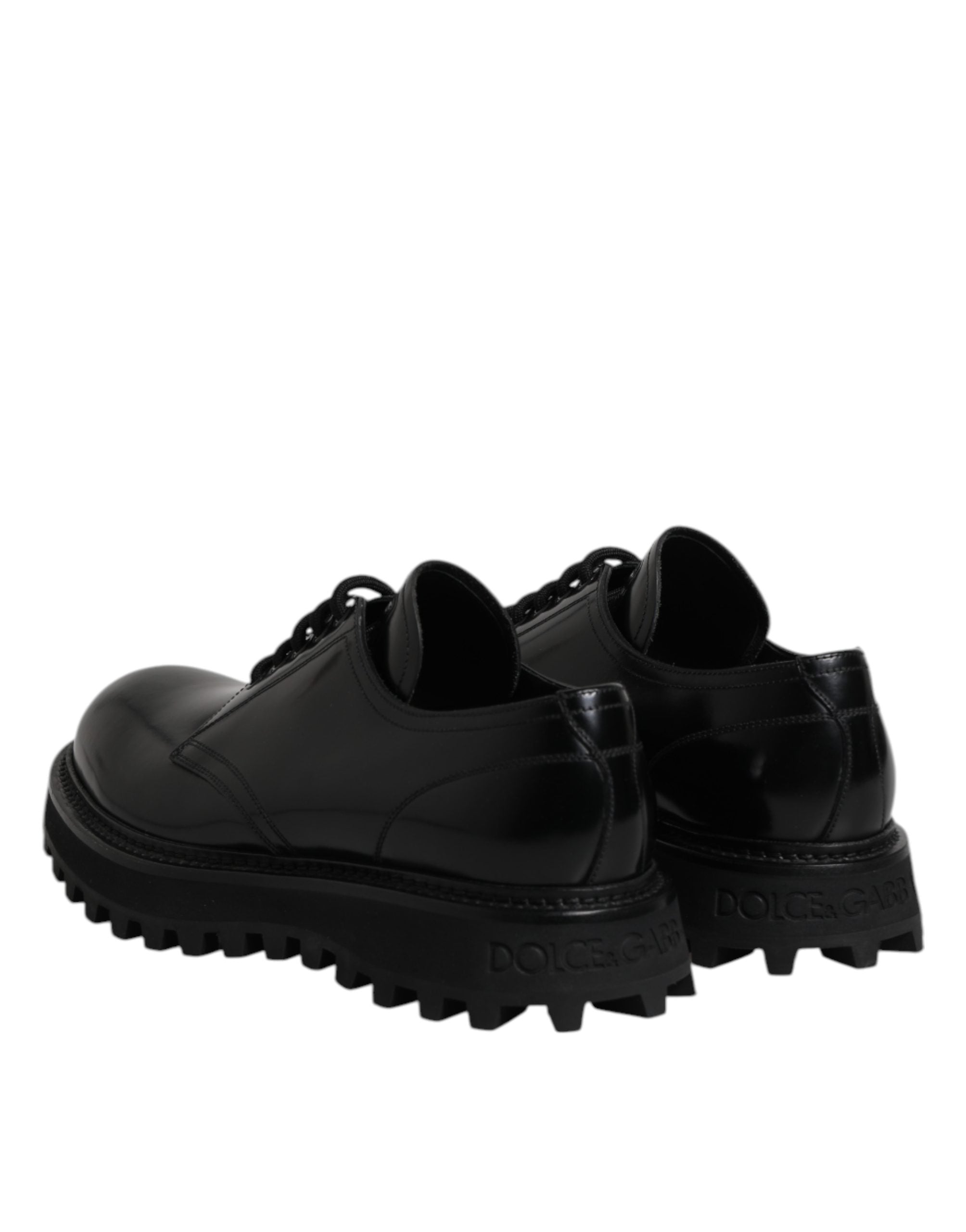Dolce & Gabbana Schwarze Kalbsleder Hi-Trekking Derby Schuhe
