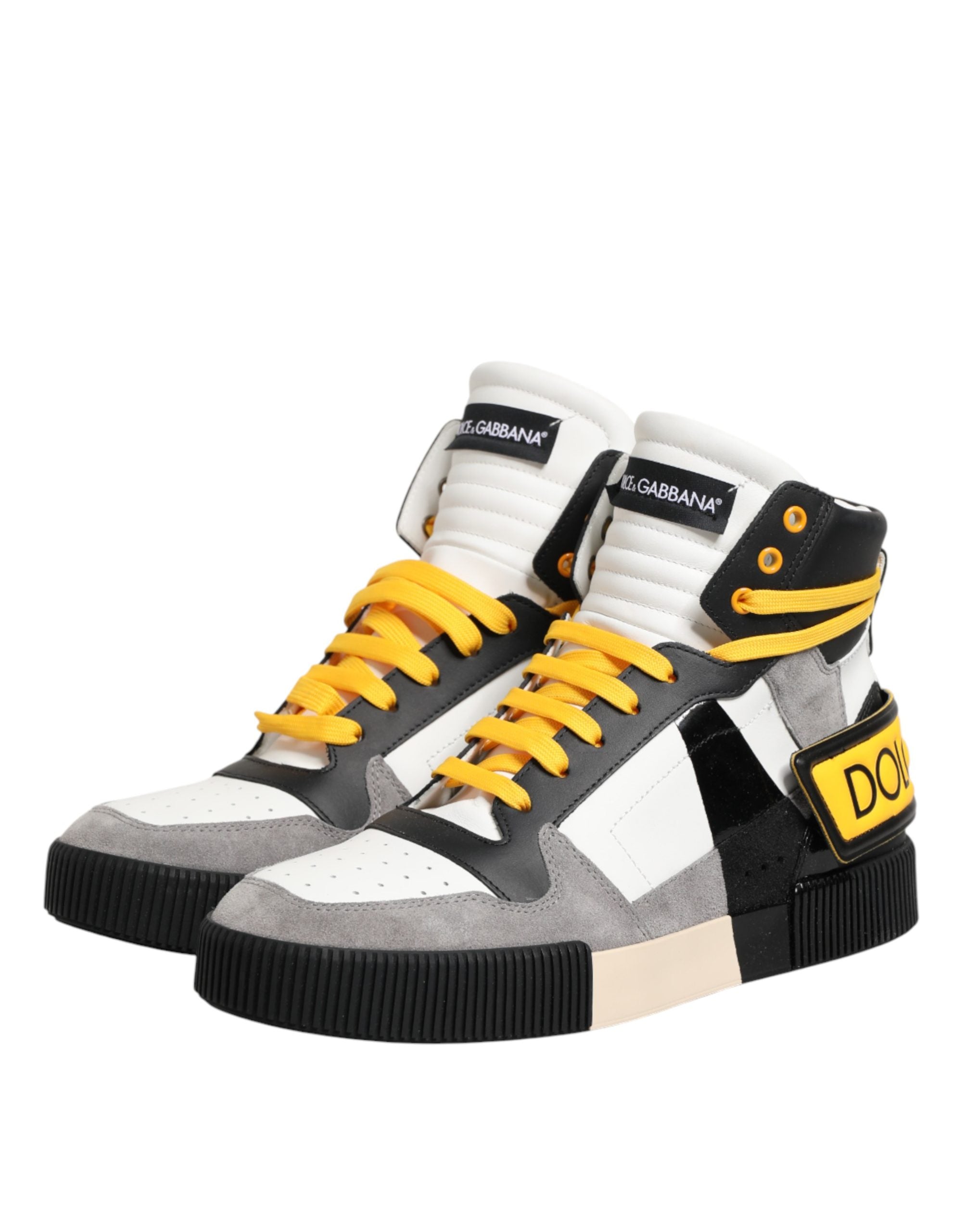 Dolce & Gabbana Mehrfarbige High-Top-Sneaker aus Kalbsleder