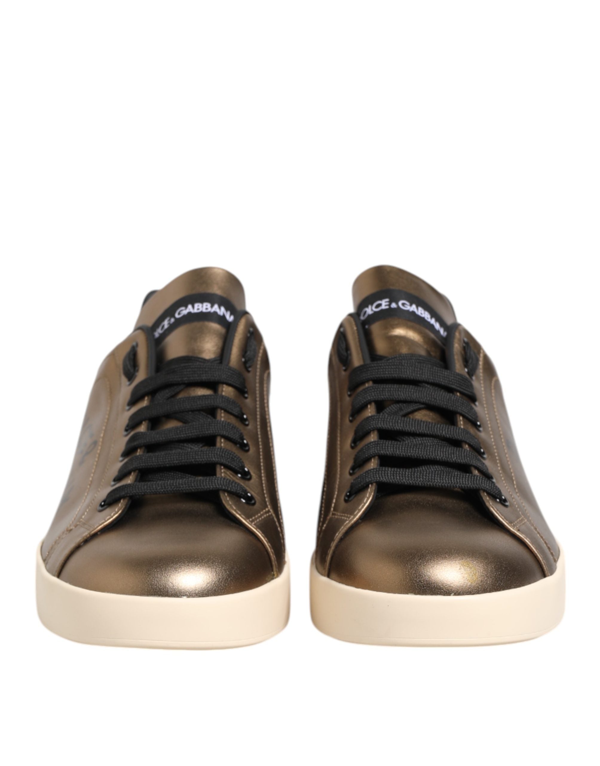 Dolce & Gabbana Gold Portofino Sneakers aus Kalbsleder