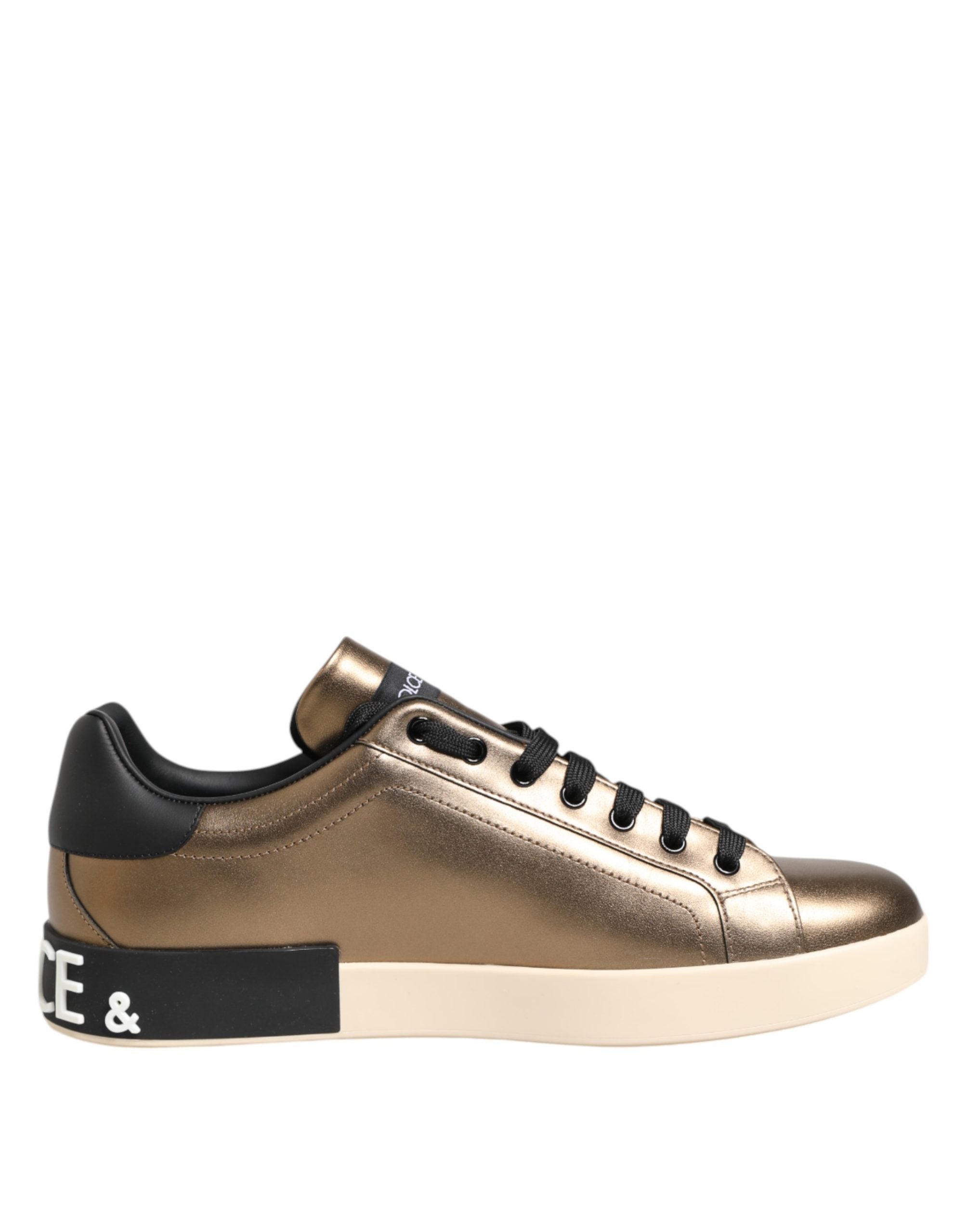 Dolce & Gabbana Gold Portofino Sneakers aus Kalbsleder