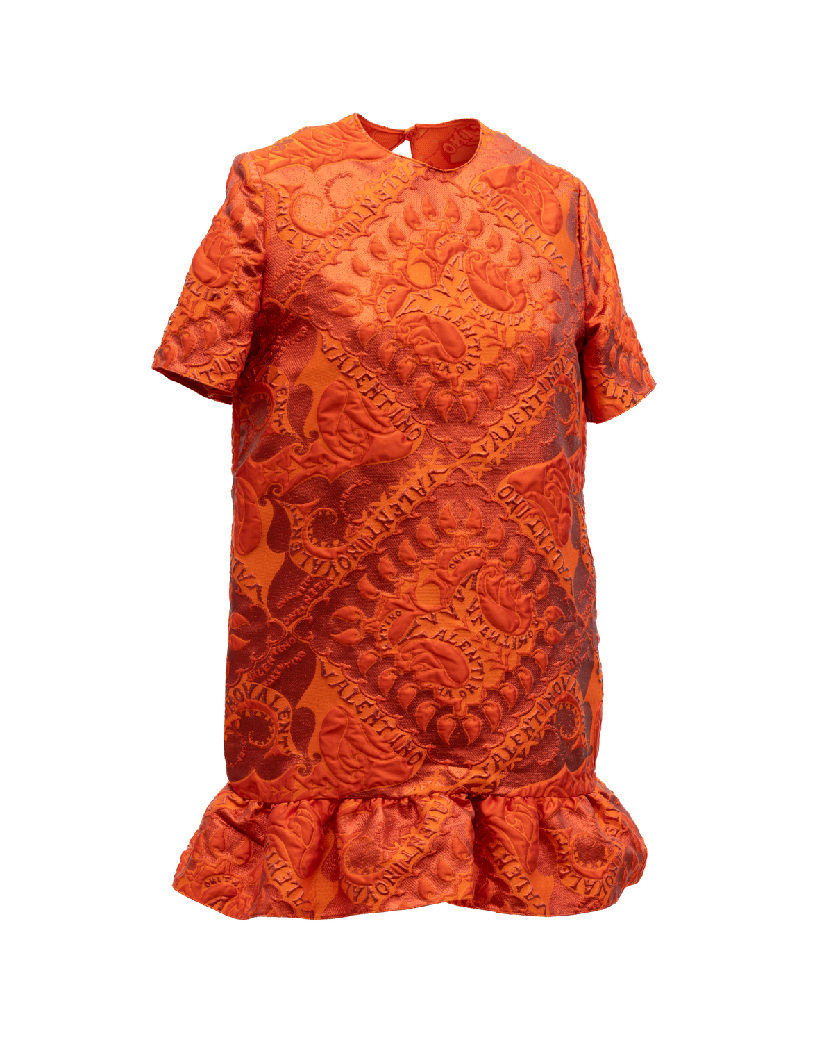 Valentino Garavani Kurzes Kleid mit Rüschensaum in Orange