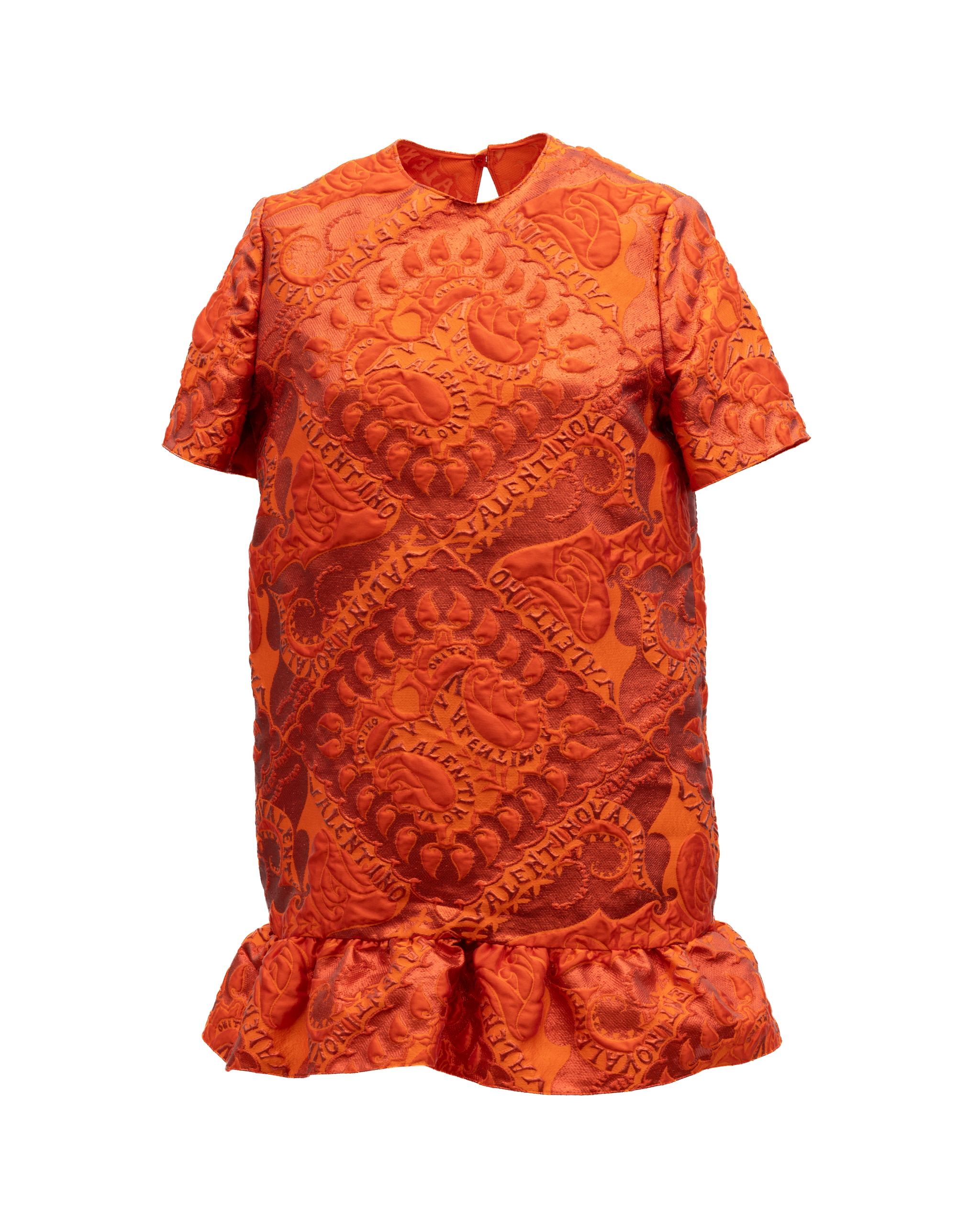 Valentino Garavani Kurzes Kleid mit Rüschensaum in Orange