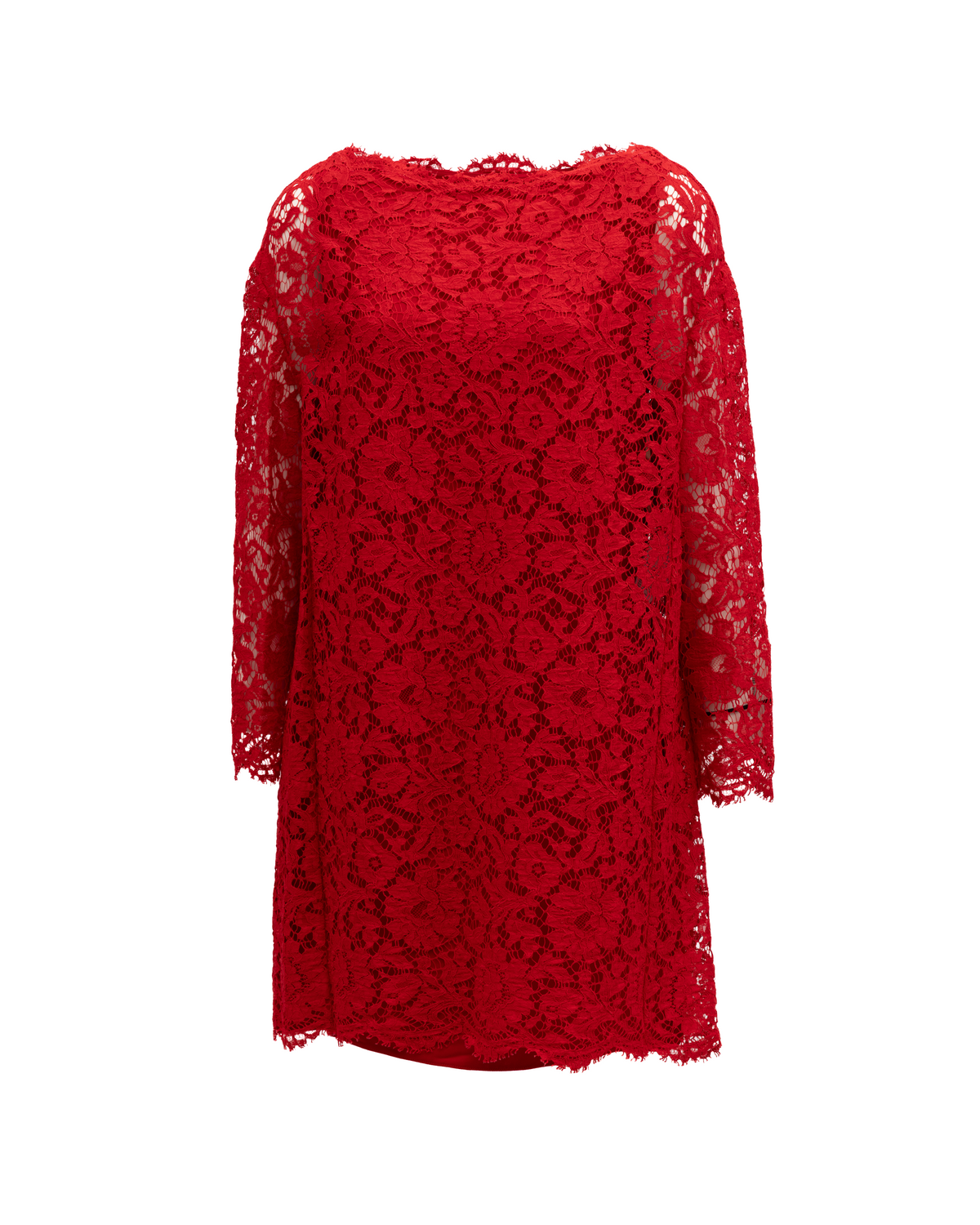 Valentino Garavani Rotes Spitzenkleid Kurz