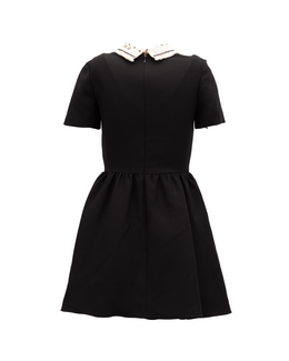 Valentino Garavani Schwarzes Minikleid mit verziertem Kragen