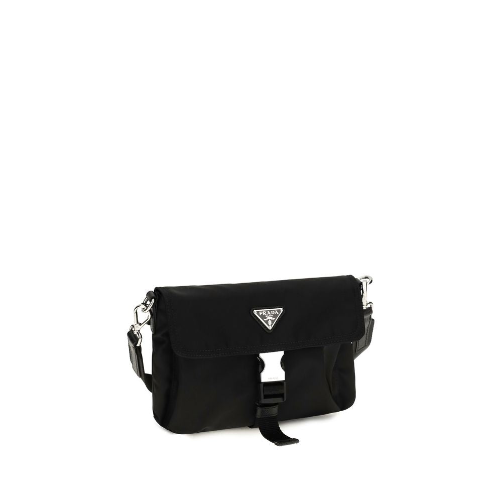 Prada Schwarze Schultertasche aus recyceltem Polyamid