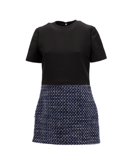 Valentino Garavani Mini-Kleid aus Tweed in Schwarz und Blau