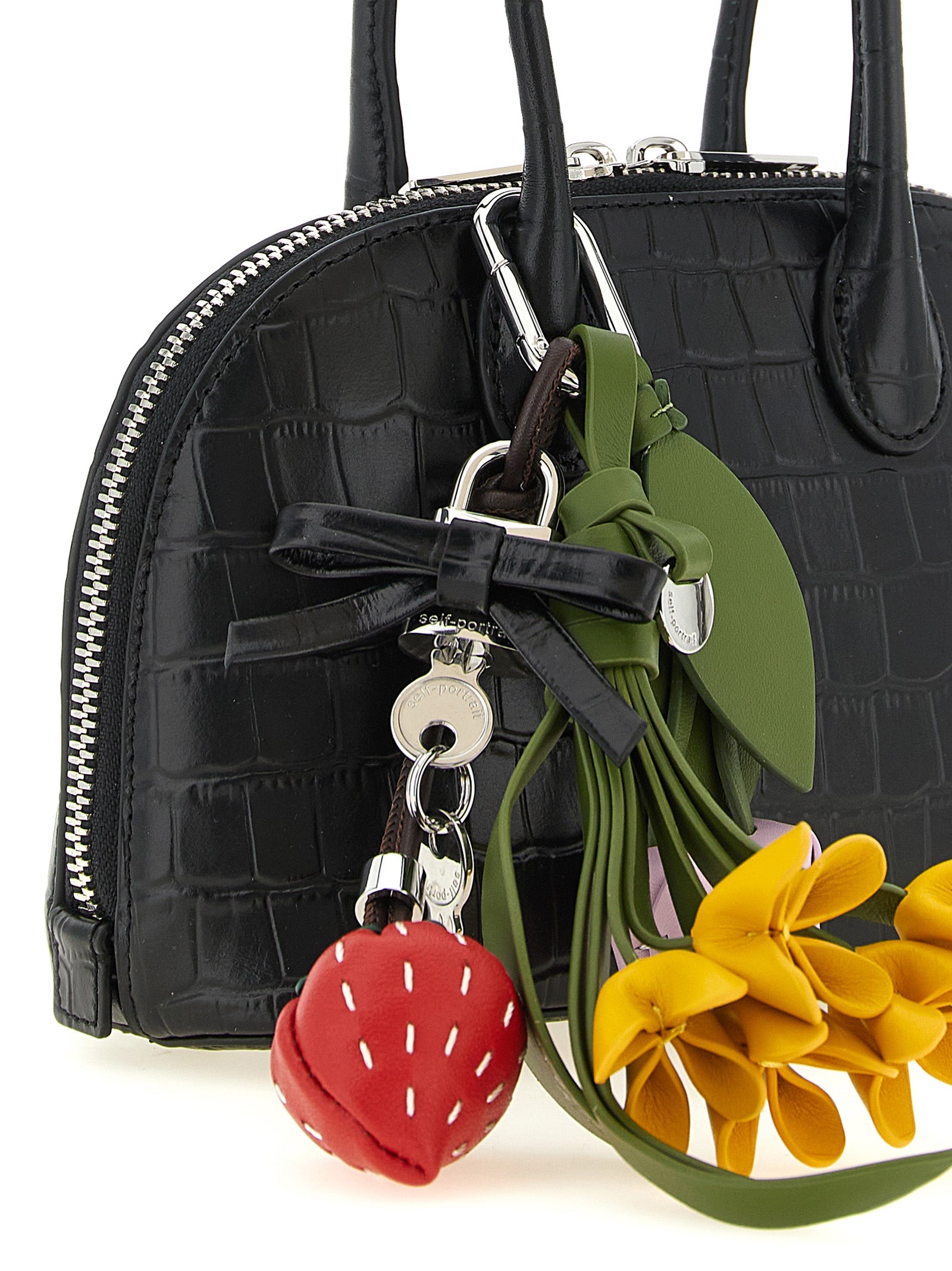 Self-Portrait Schwarze Kalbsleder-Handtasche
