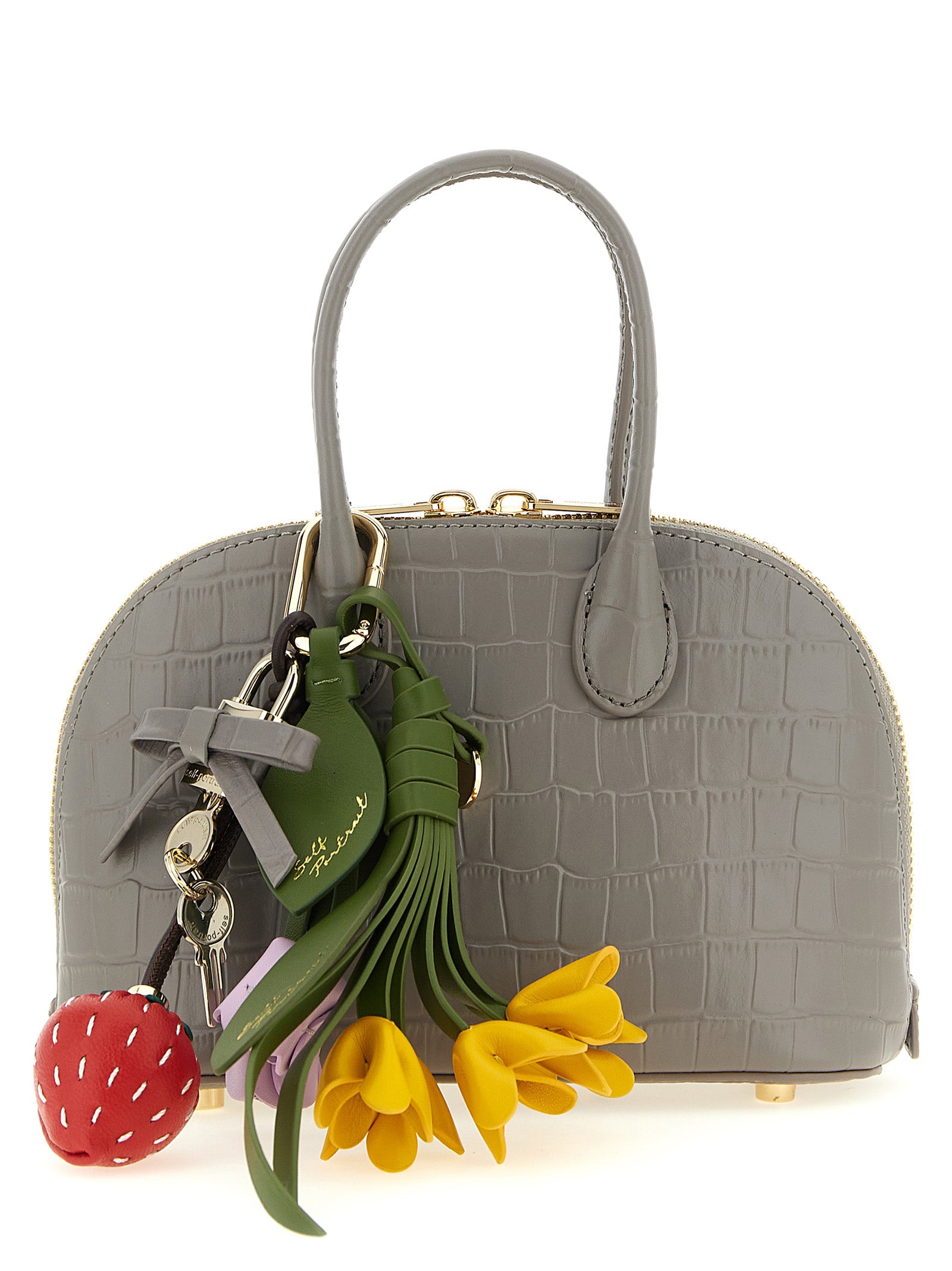 Self-Portrait Graue Handtasche aus Rindsleder