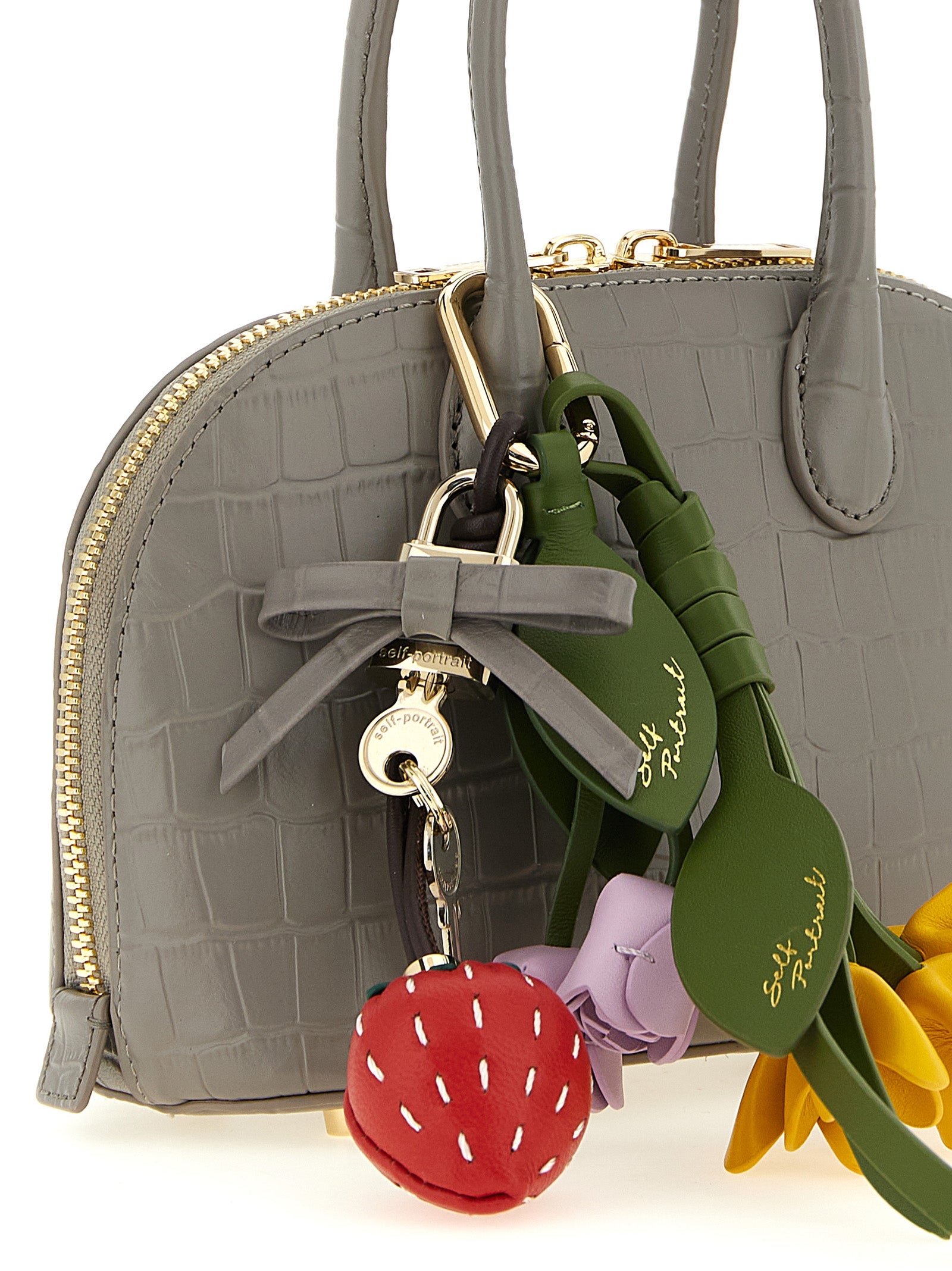 Self-Portrait Graue Handtasche aus Rindsleder