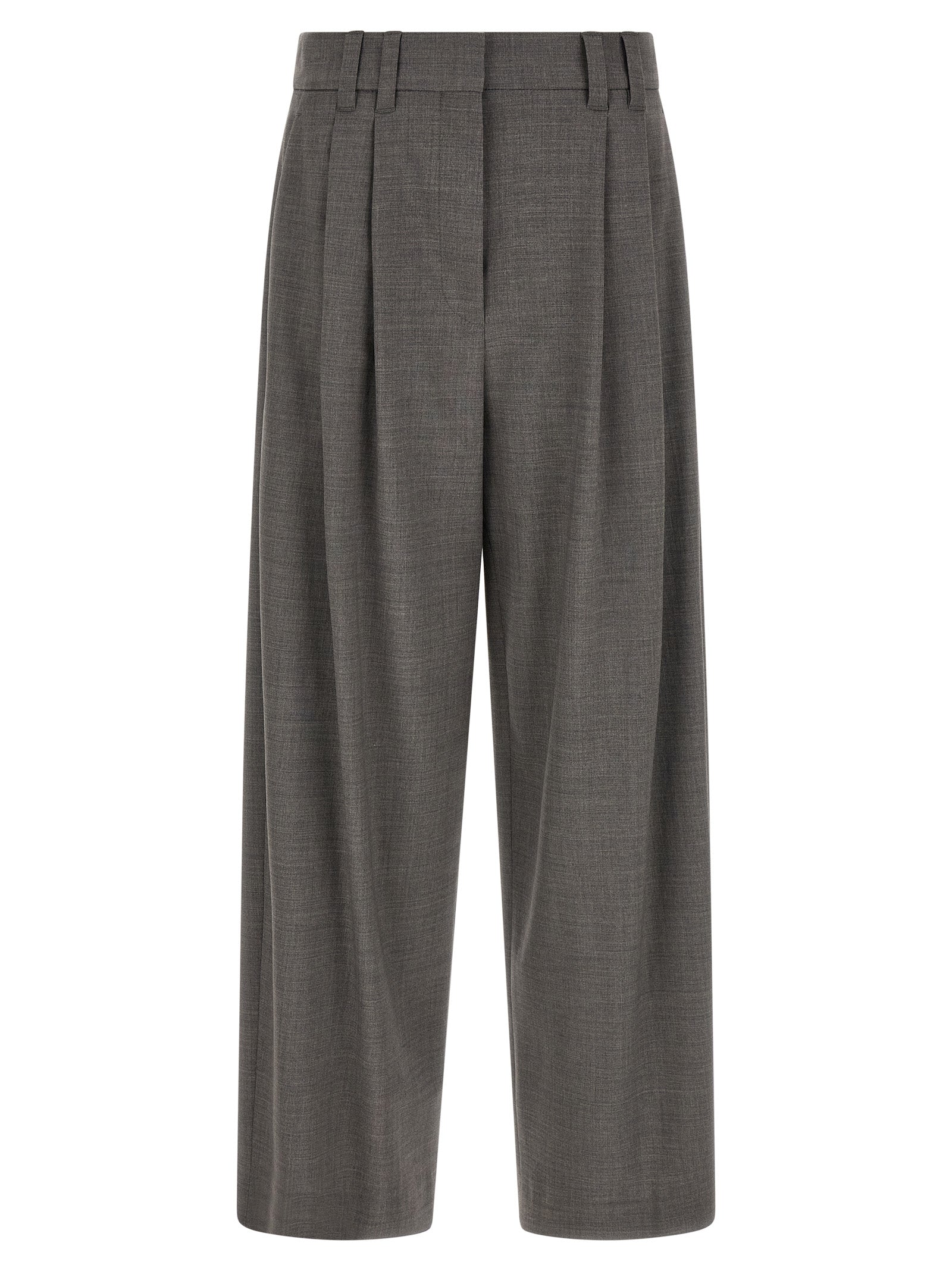 Brunello Cucinelli Graue Cropped Hose aus reiner Schurwolle