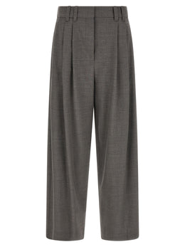 Brunello Cucinelli Graue Cropped Hose aus reiner Schurwolle