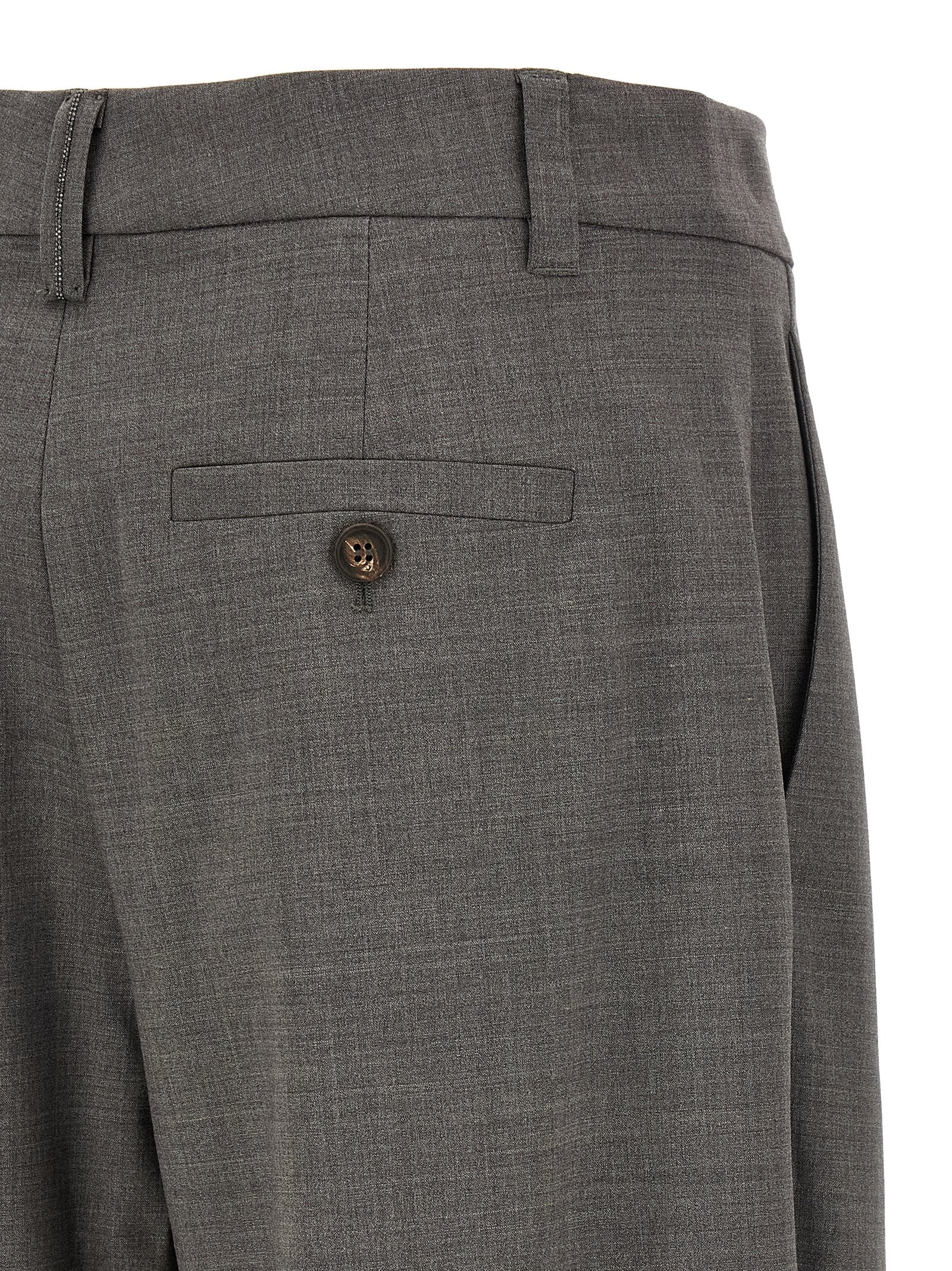 Brunello Cucinelli Graue Cropped Hose aus reiner Schurwolle