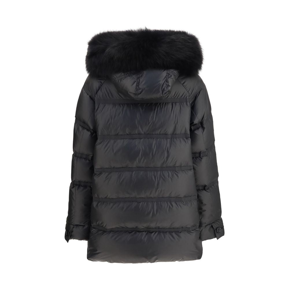 Peuterey Schwarze Polyester-Jacke in voller Länge