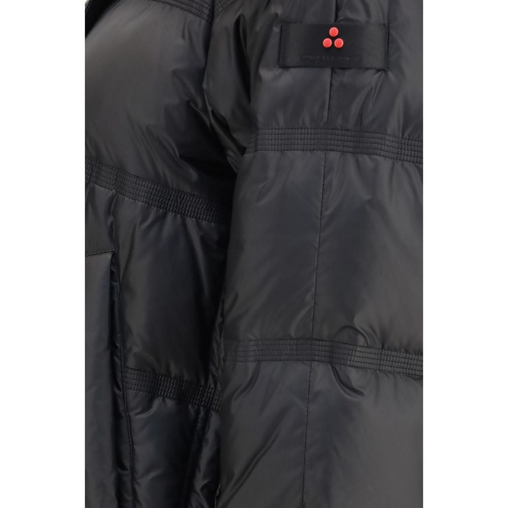 Peuterey Schwarze Polyester-Jacke in voller Länge