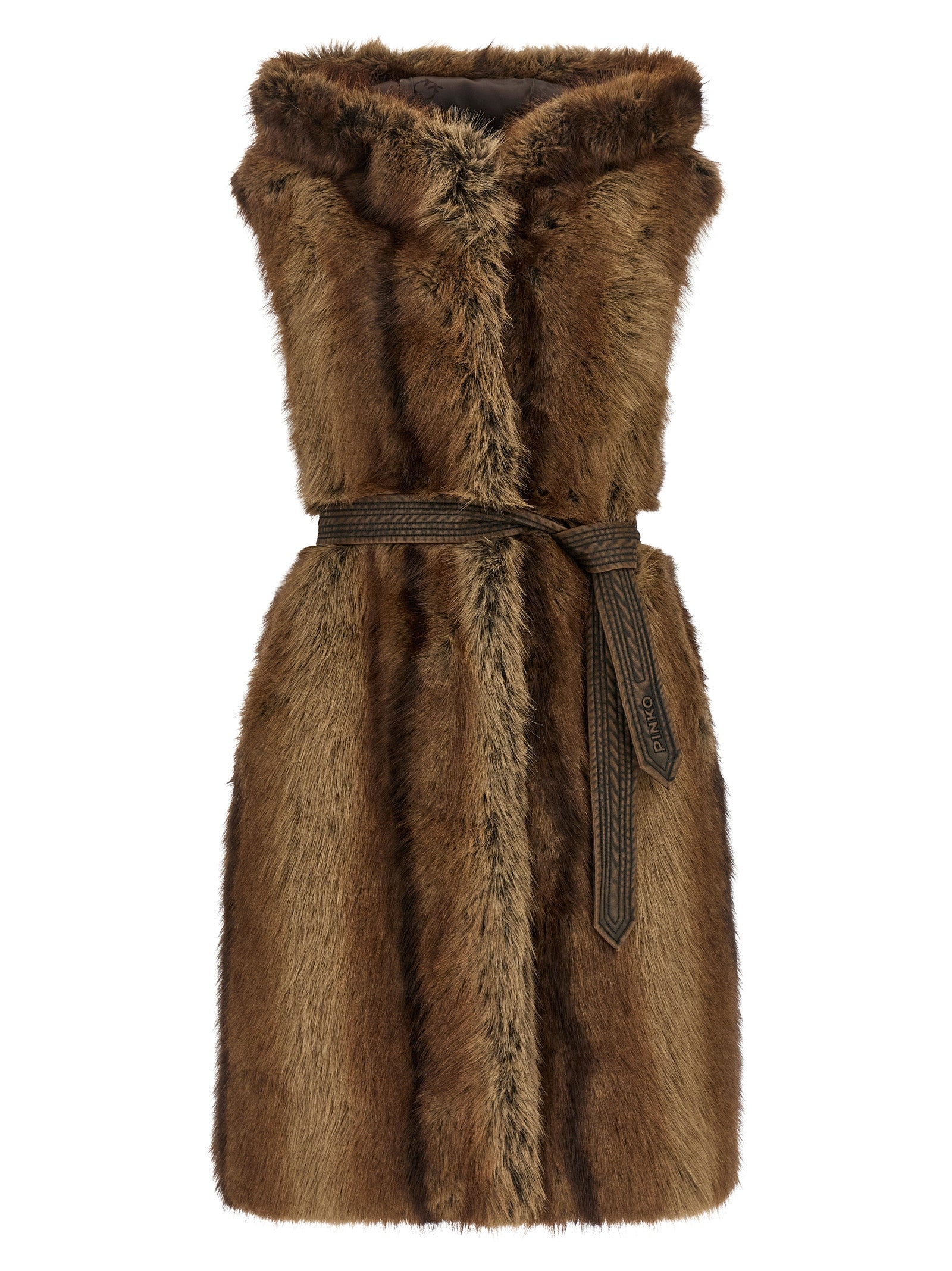 PINKO Braune ärmellose Jacke aus Polyester
