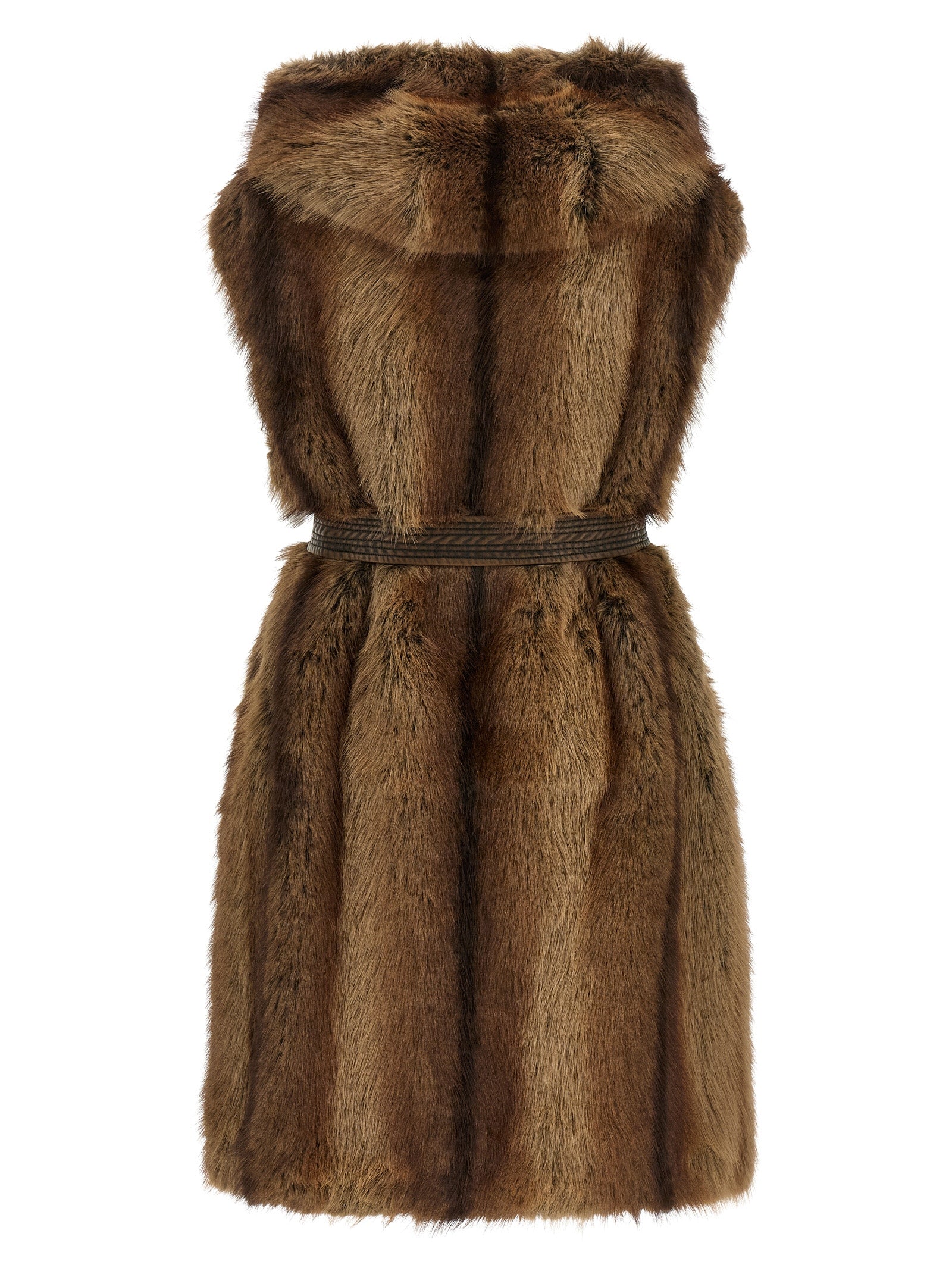 PINKO Braune ärmellose Jacke aus Polyester