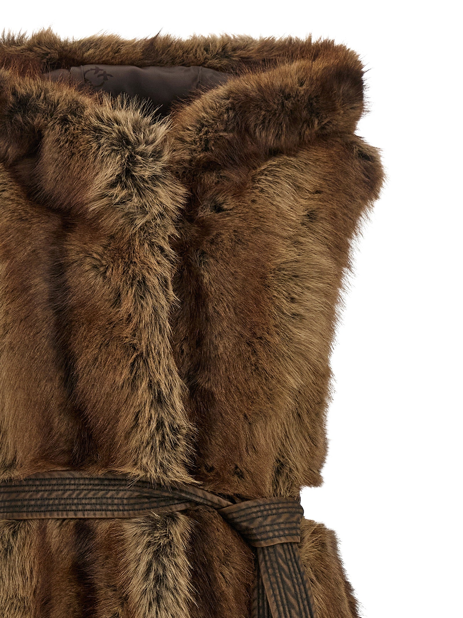 PINKO Braune ärmellose Jacke aus Polyester