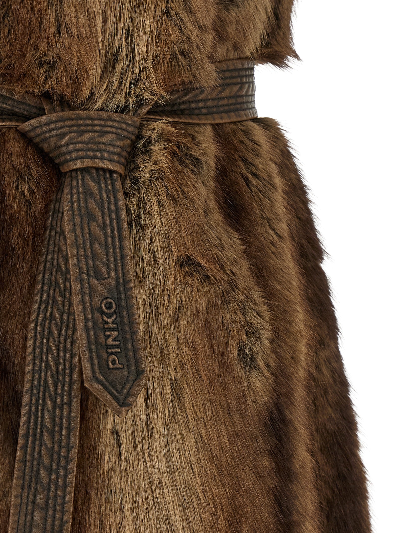 PINKO Braune ärmellose Jacke aus Polyester