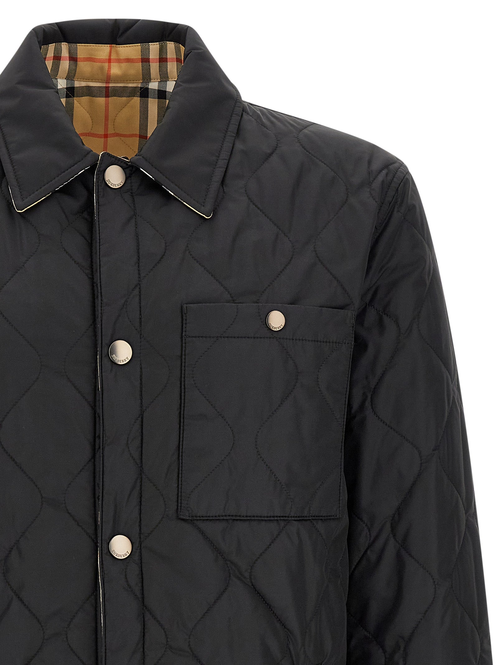 Burberry Schwarze Polyamid-Jacke in voller Länge