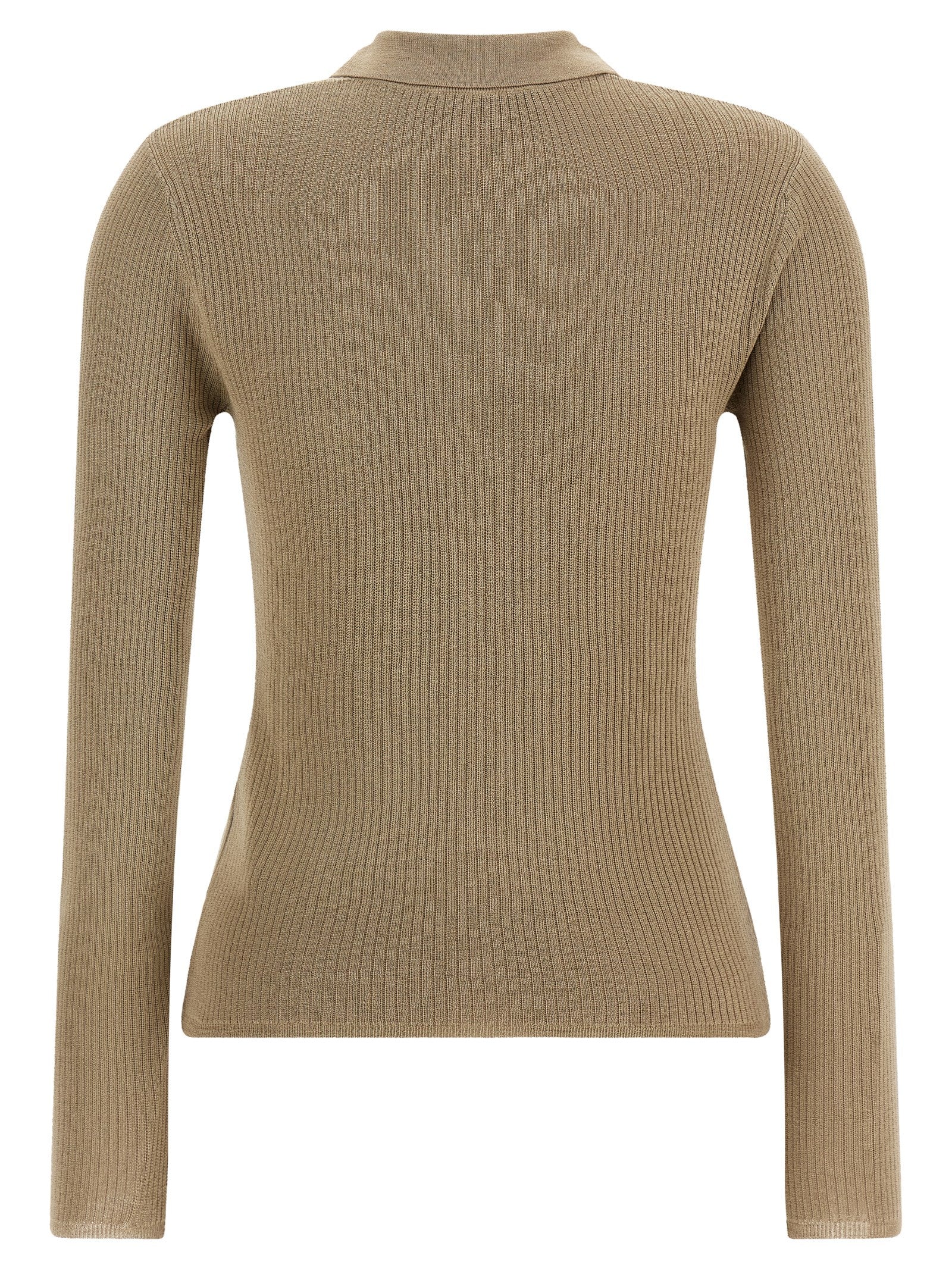 Max Mara Beige Seidenstrickjacke