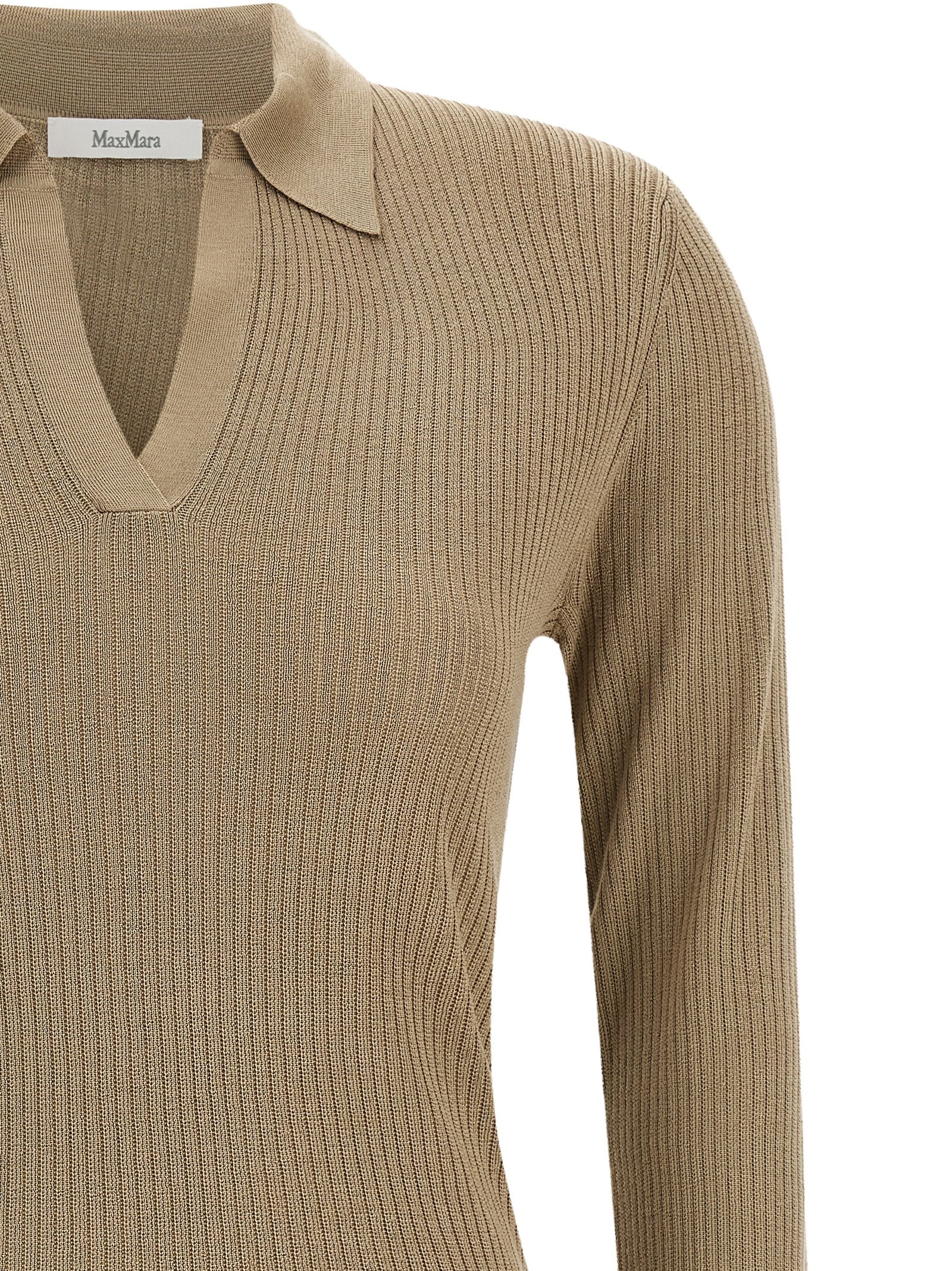 Max Mara Beige Seidenstrickjacke