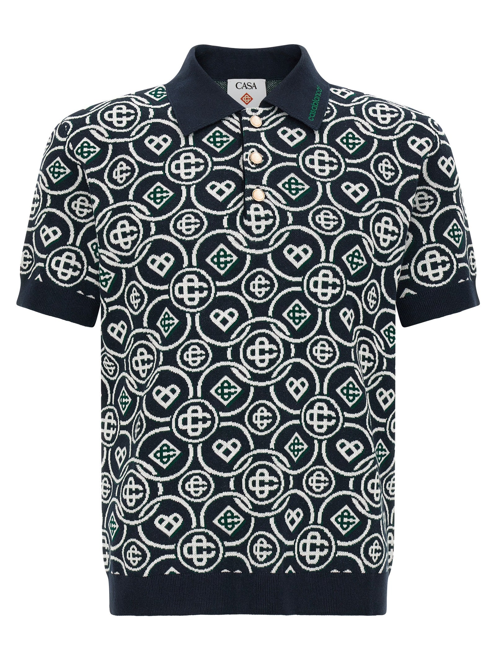 Casablanca Blaues Baumwoll-Polohemd