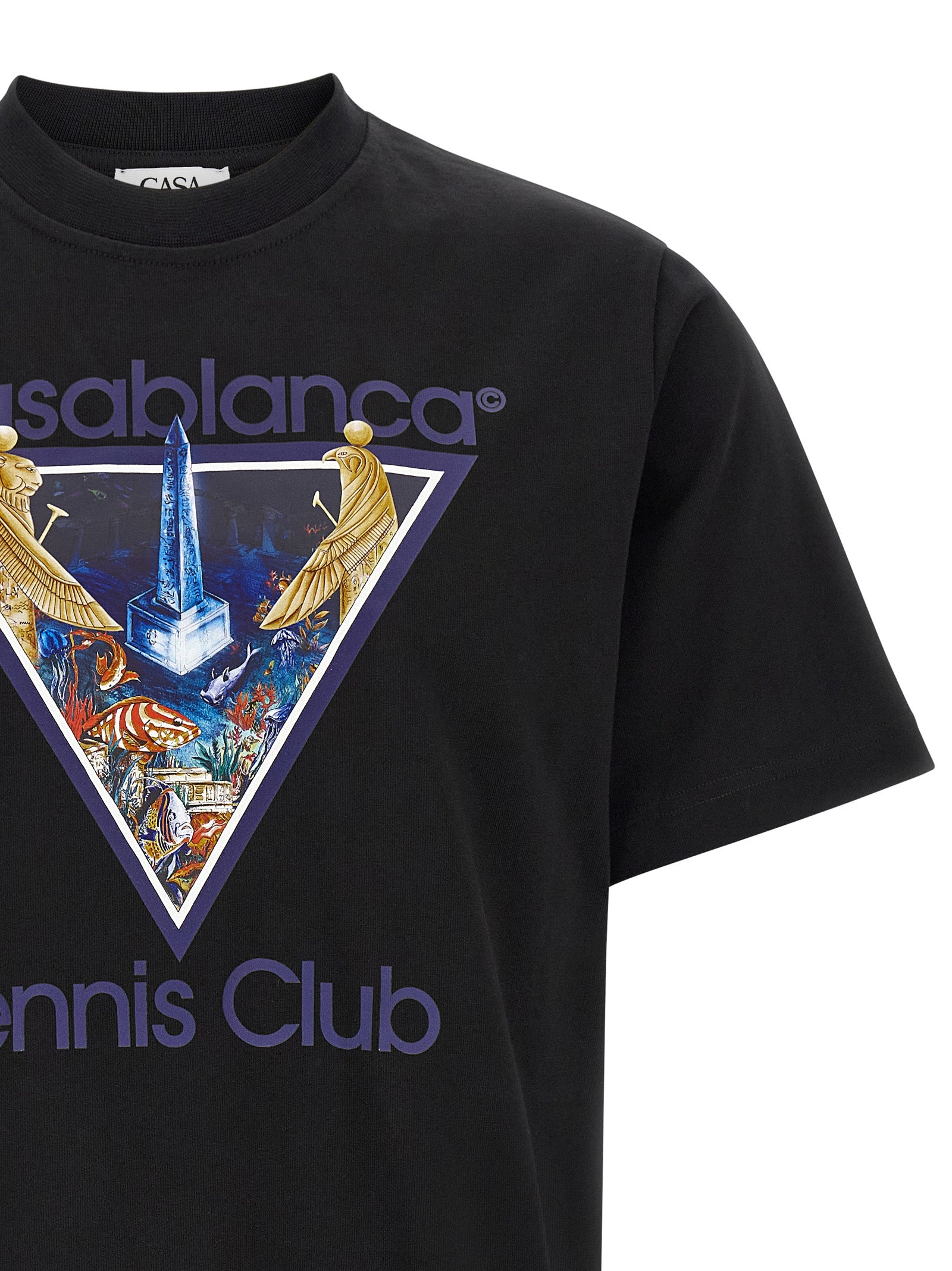 Casablanca Schwarzes Bio-Baumwoll-T-Shirt